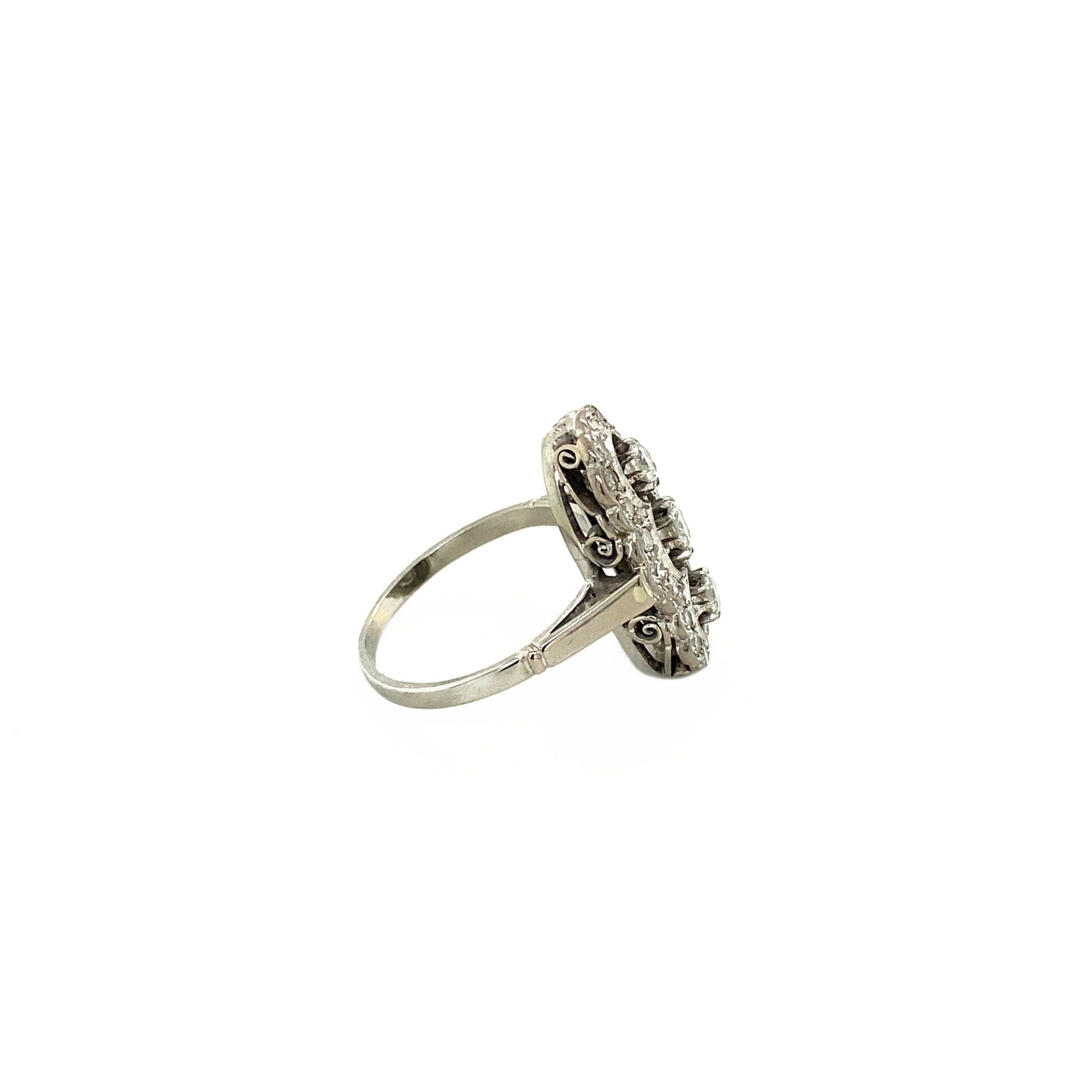 White gold princess ring with diamond 14 kt