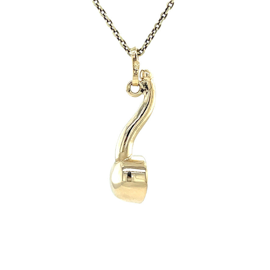 Gold vintage tobacco pipe pendant 14 kt