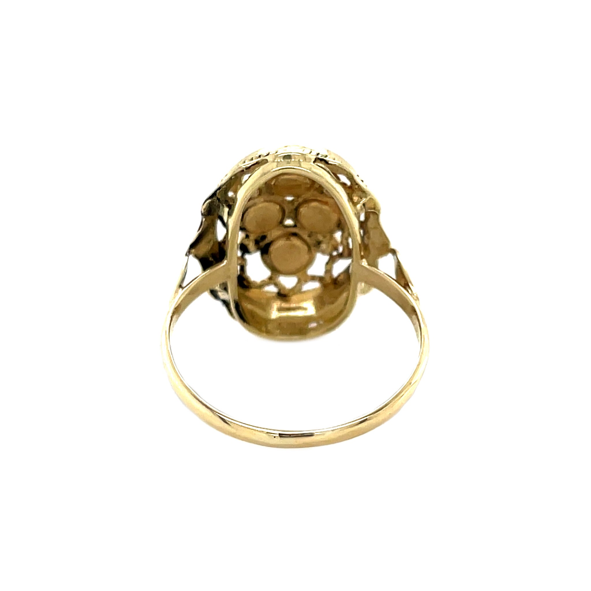 Gouden vintage ring met granaat 14 krt