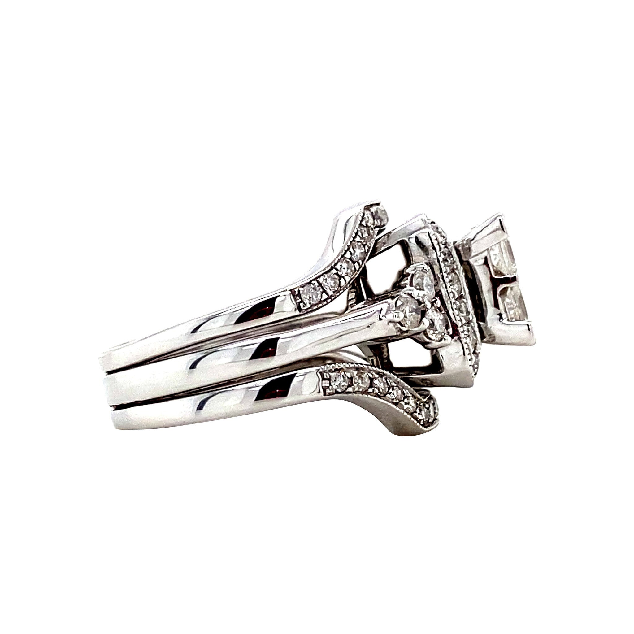 14 kt white gold ring with a diamond.