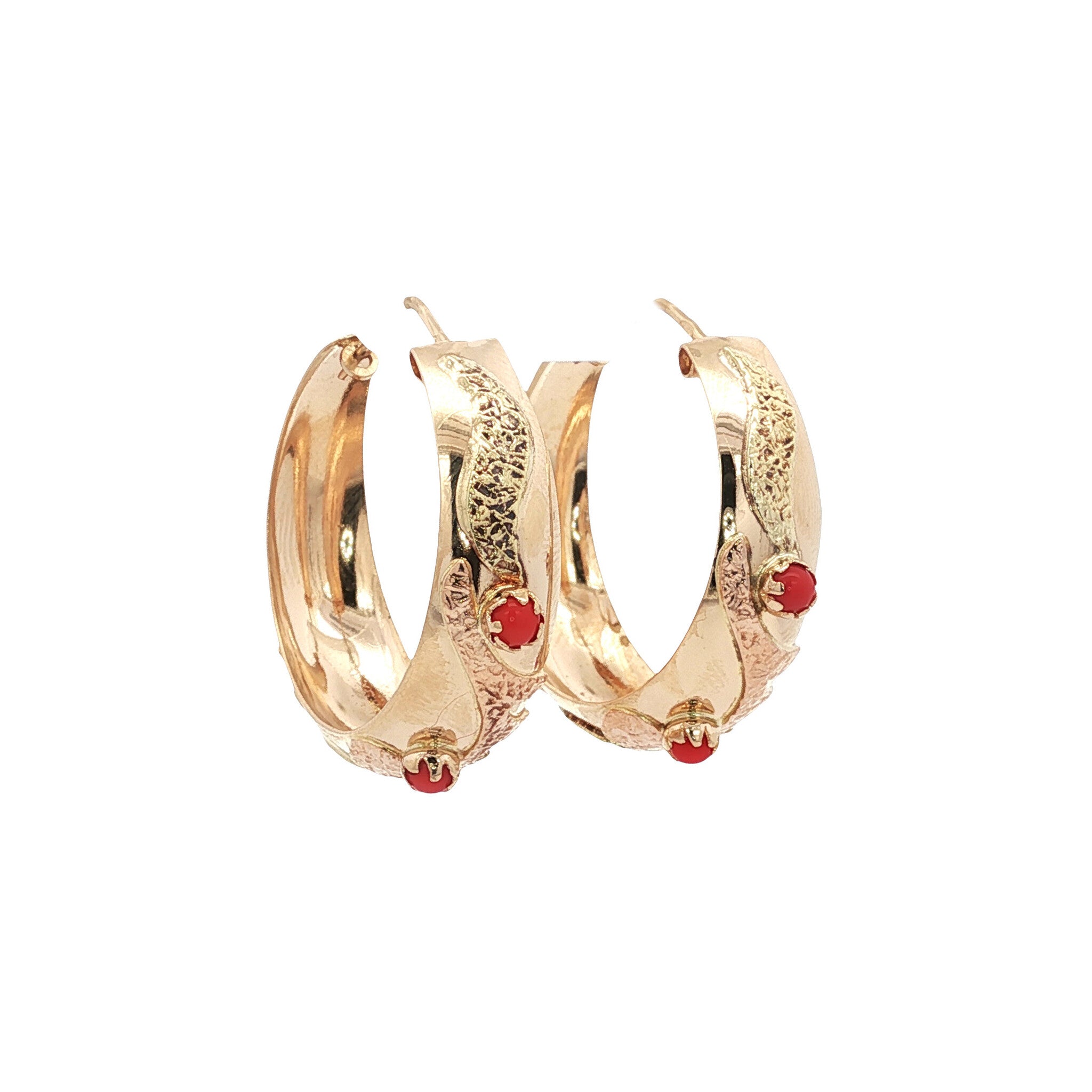 Gouden vintage oorringen met kleursteen 14 kt