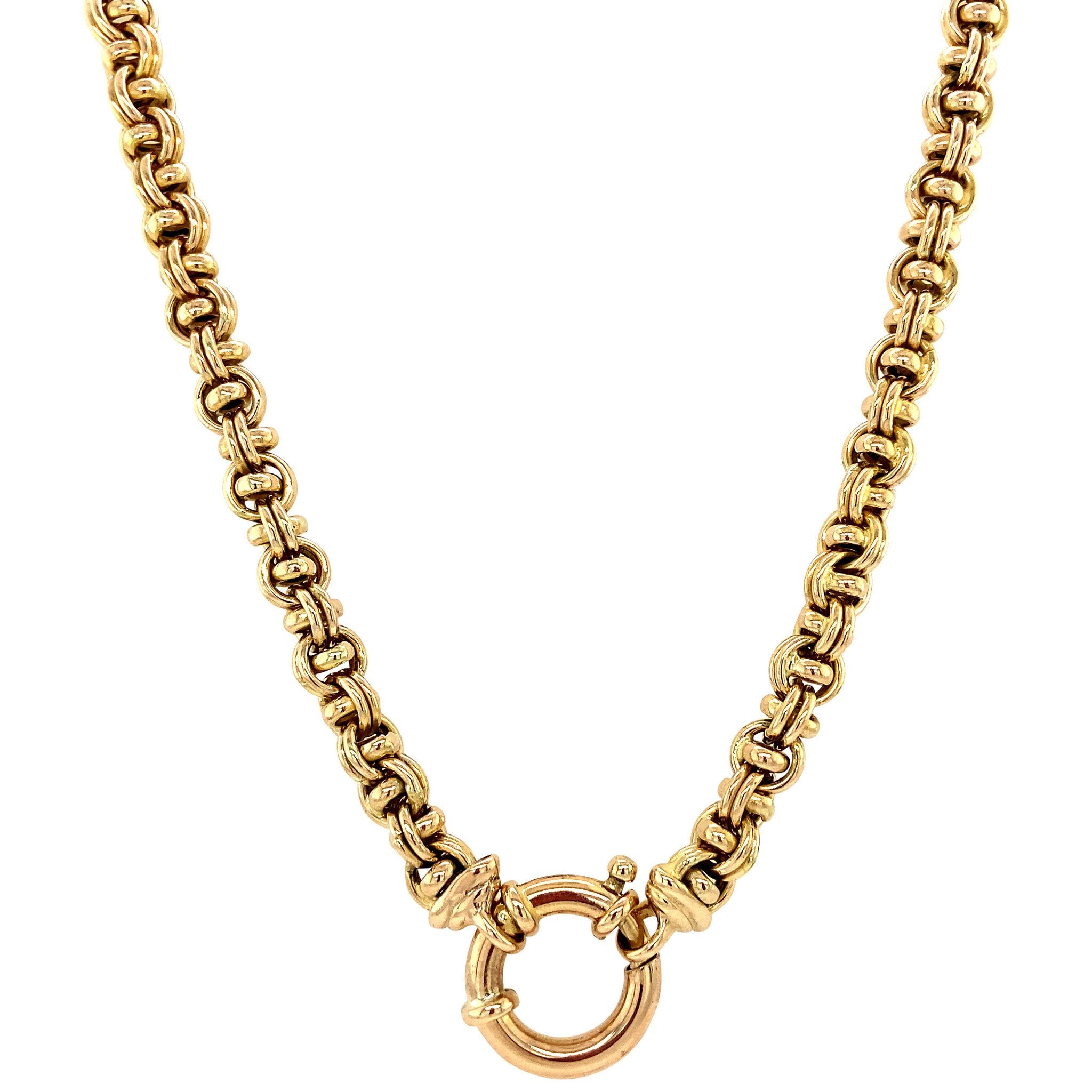 Gold necklace double jasseron 46 cm 14 krt