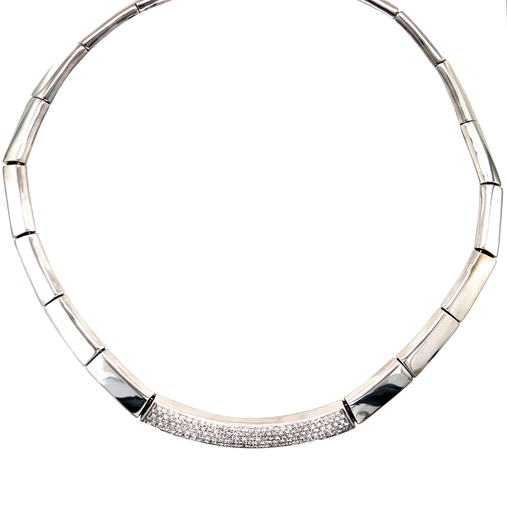 Witgouden choker met diamant 18 krt