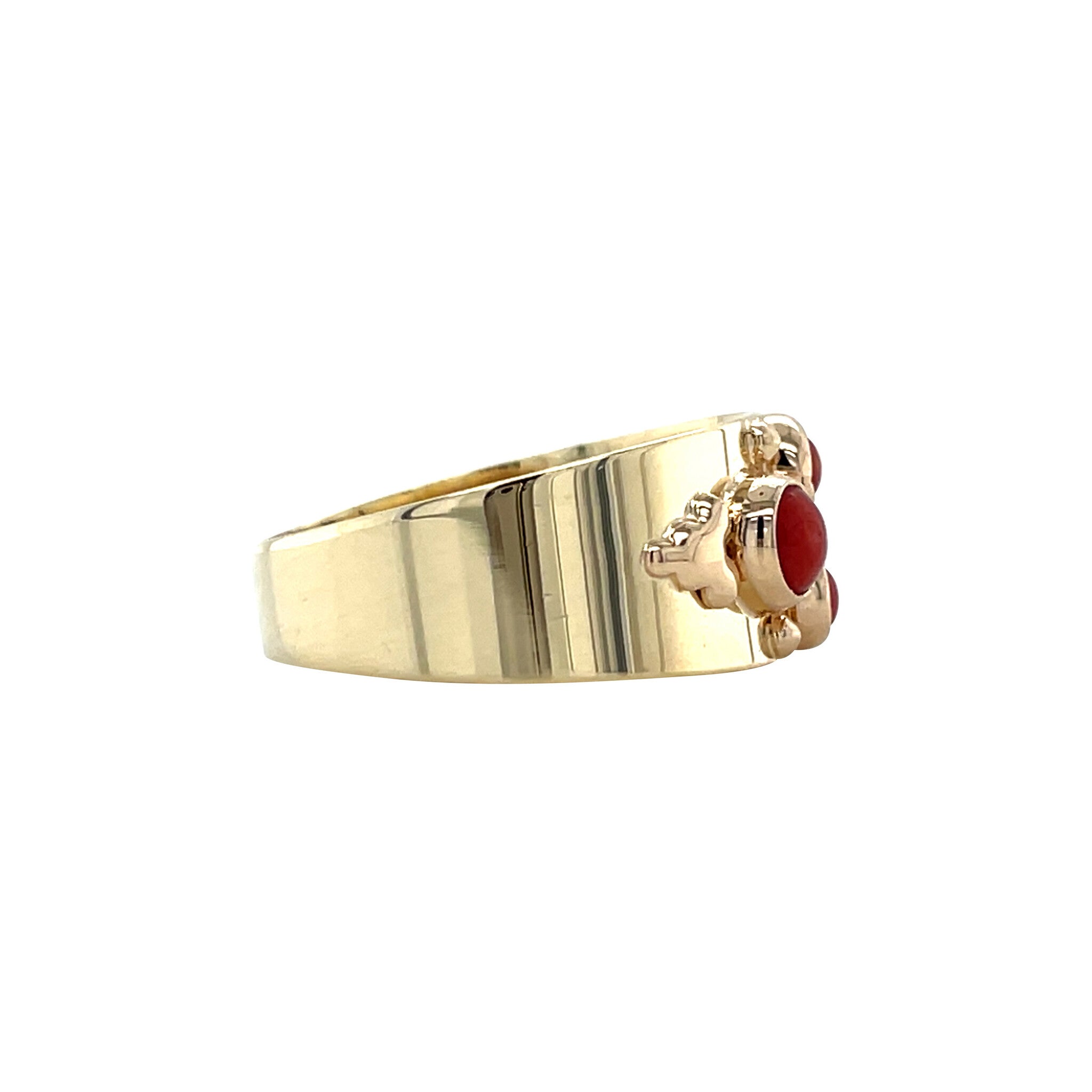 Gouden vintage ring met bloedkoraal 14 krt