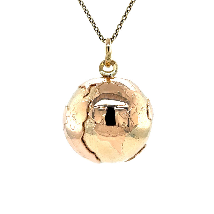 Golden vintage globe pendant 14 kt