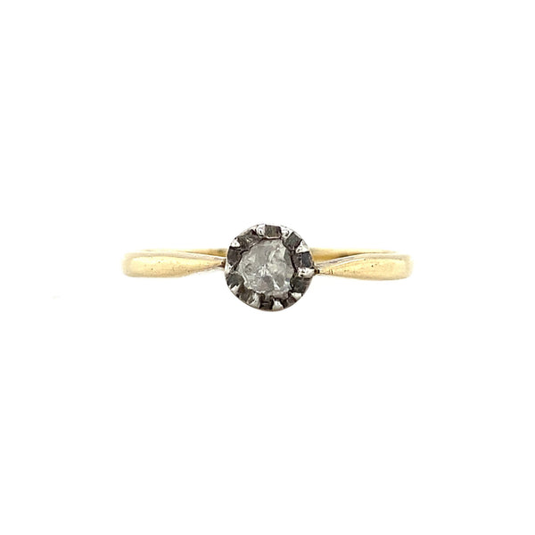 14 kt gold solitaire ring with rose-cut diamond