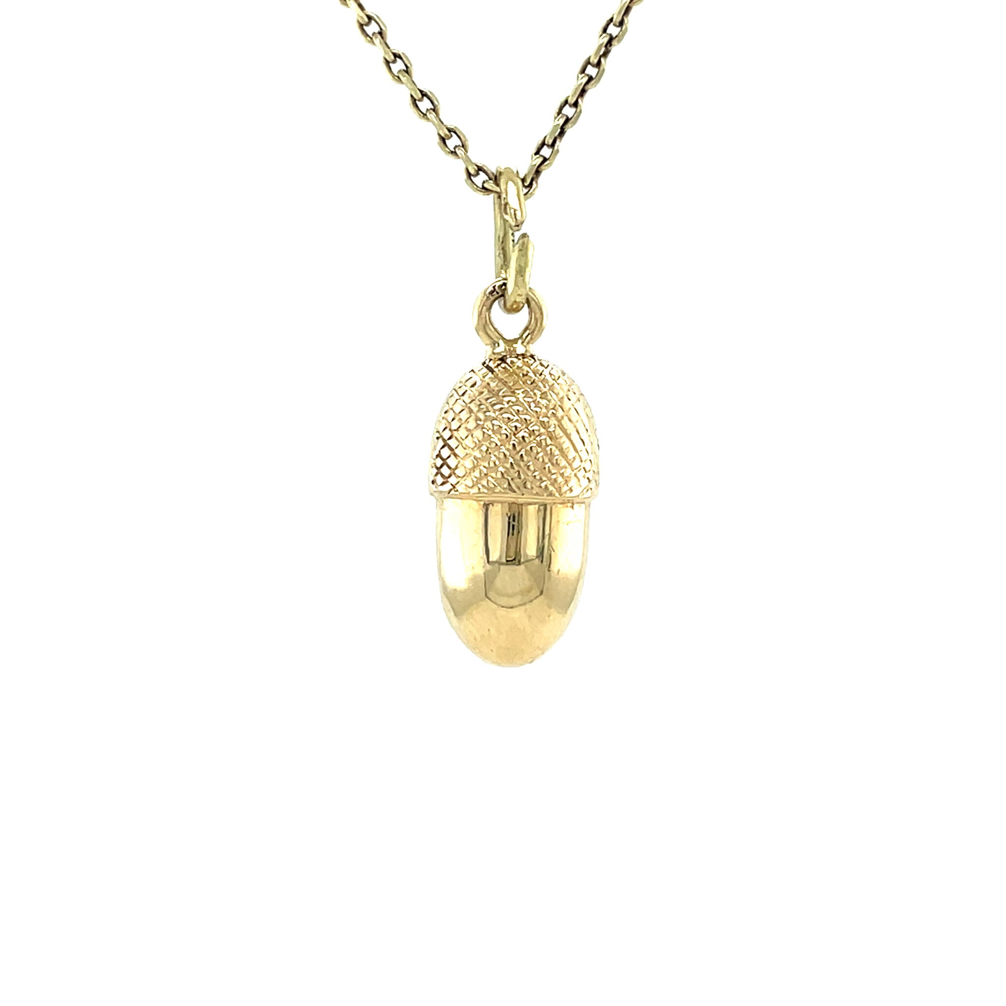Gouden vintage eikel hanger 14 krt