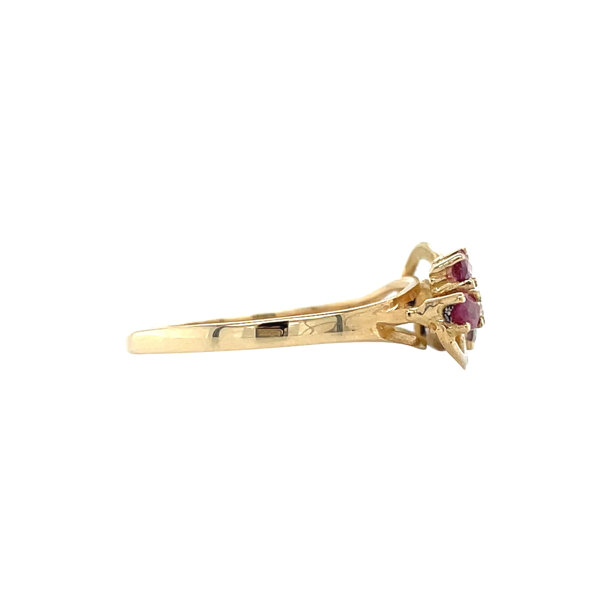 Gouden vintage slagring met robijn en zirkonia 18 kt