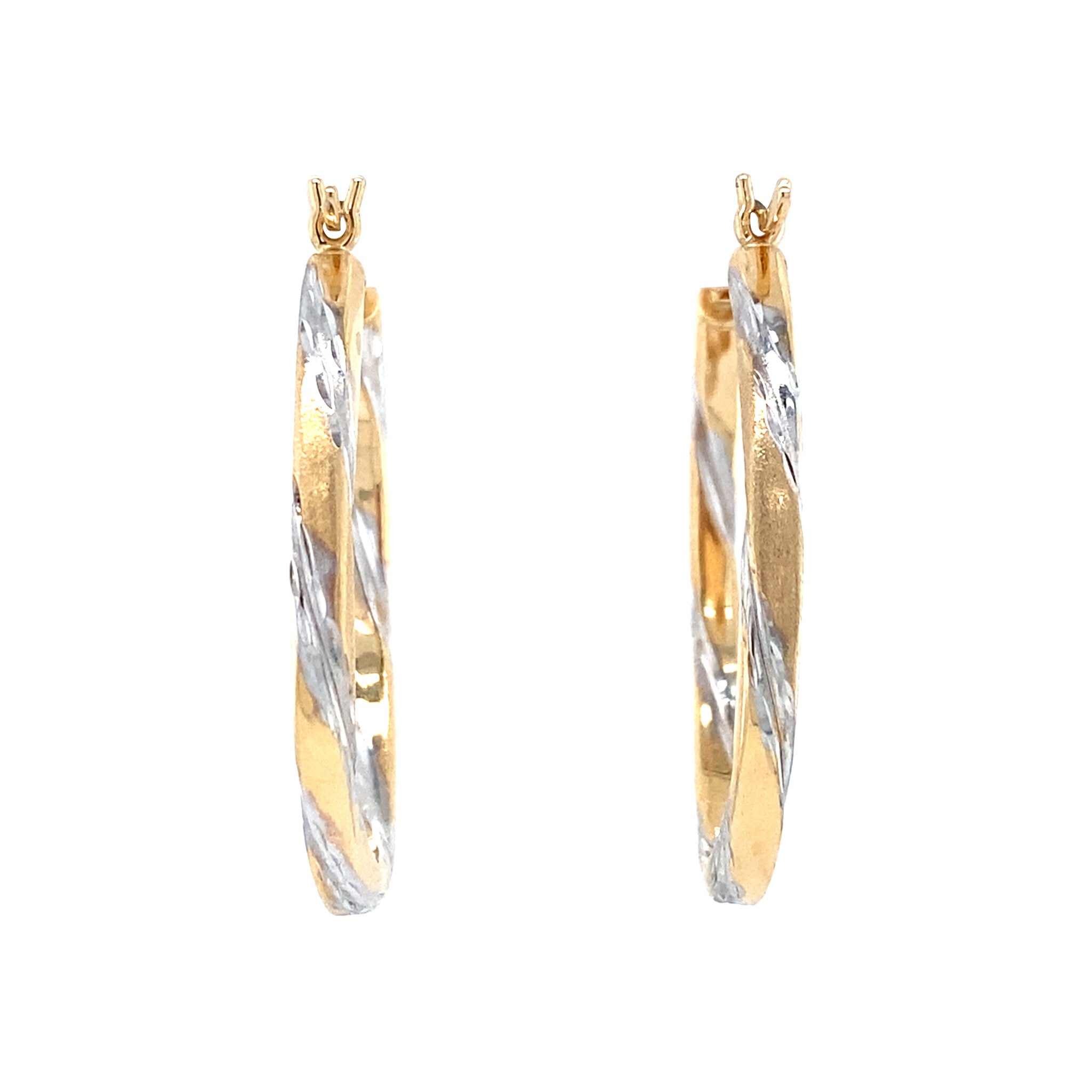 Bicolour gold vintage hoop earrings 14 kt