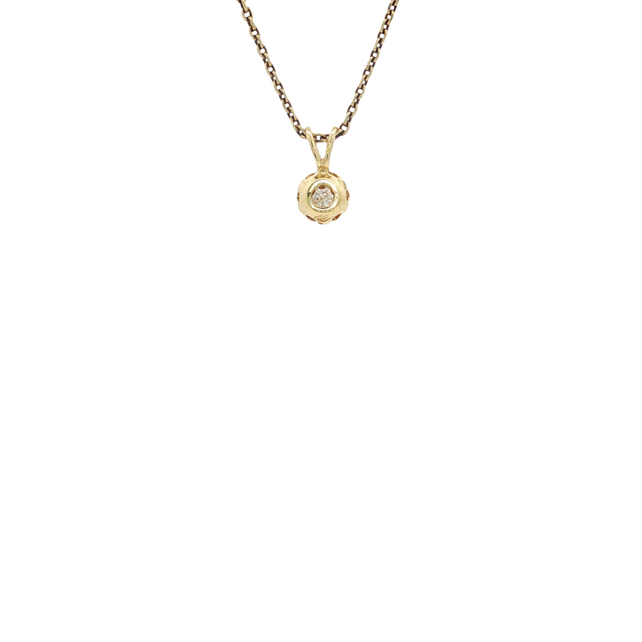 Gouden vintage solitair hanger met diamant 14 kt