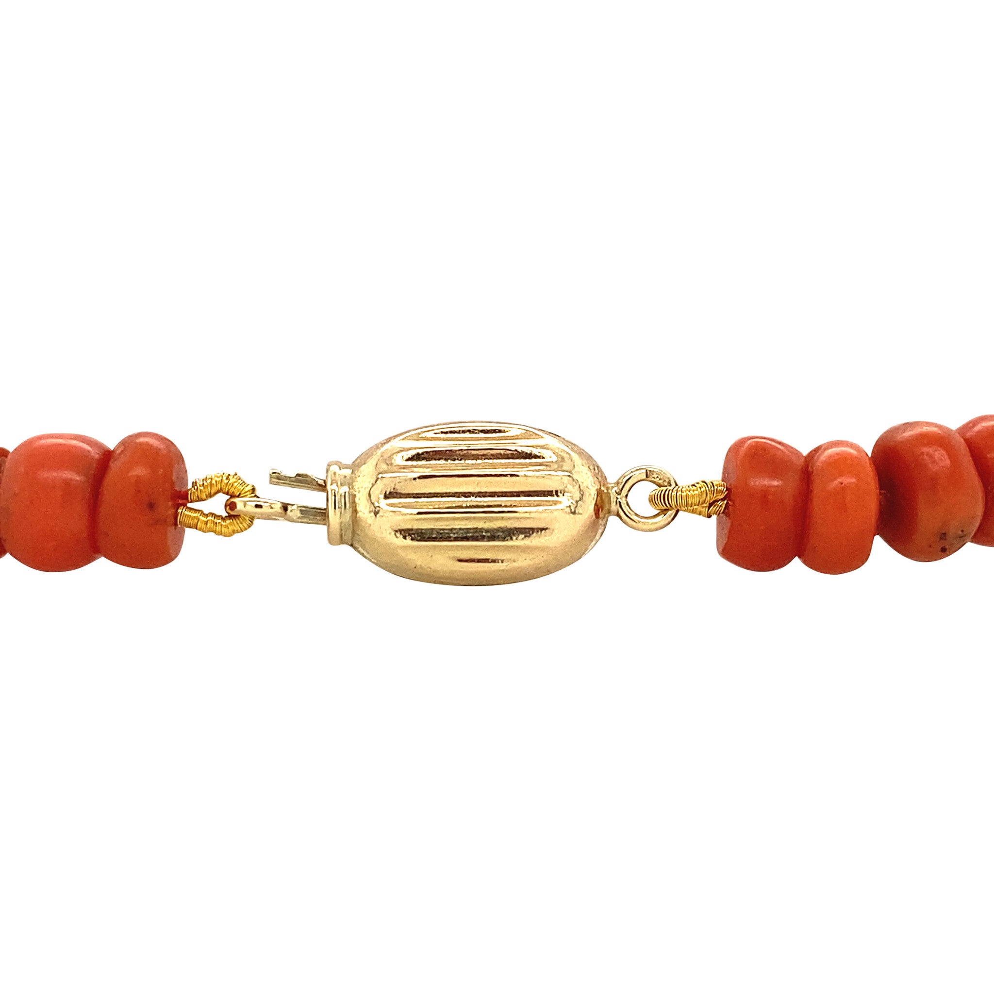 Blood coral bracelet with gold clasp 18.5 cm 14 krt