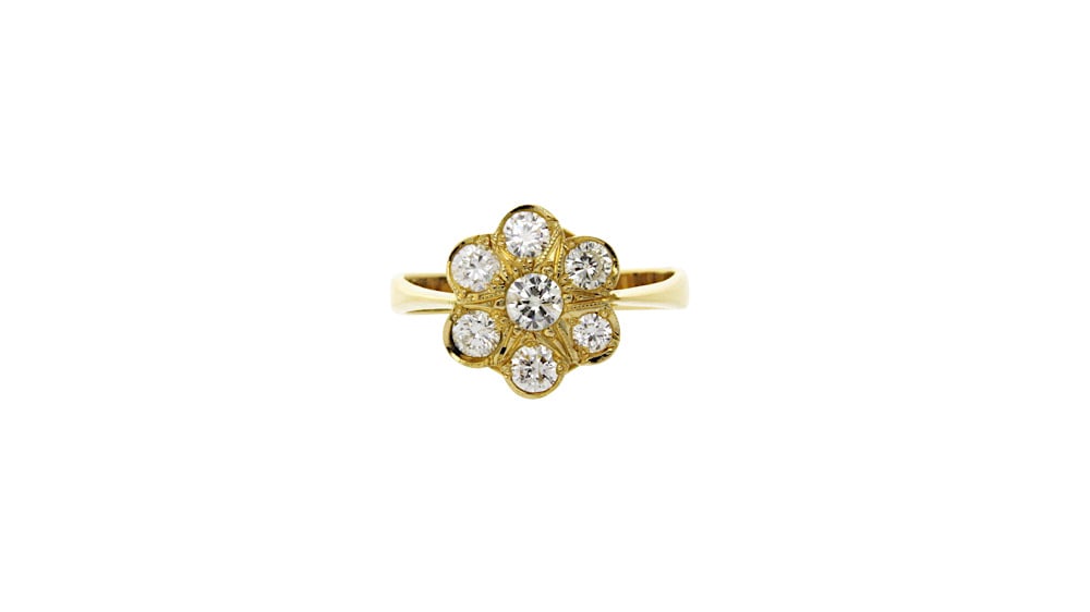 Gouden entourage ring met diamant 18 krt