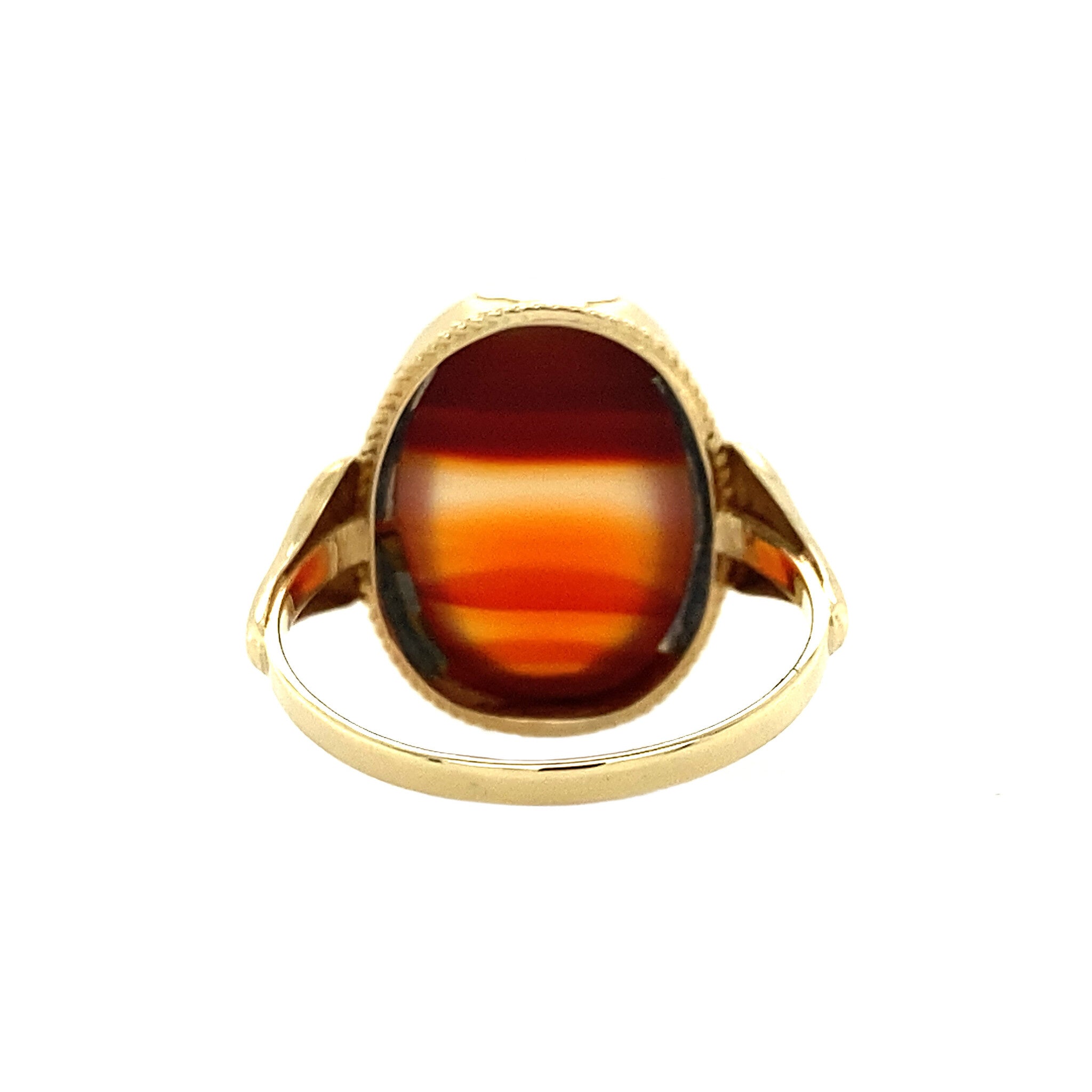 Gold ring with banded agate 14 kt