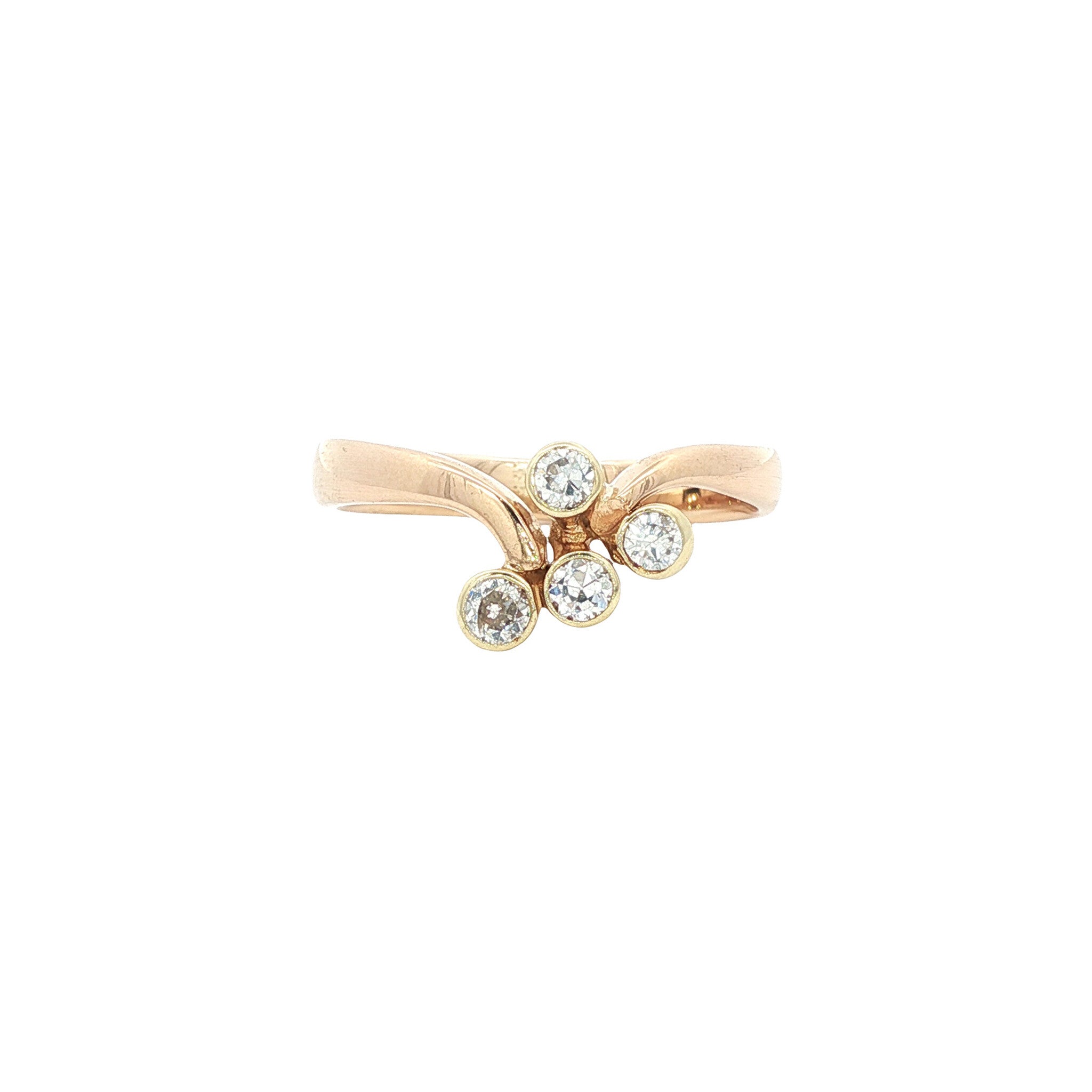 Roségouden vintage ring met diamant 14 kt