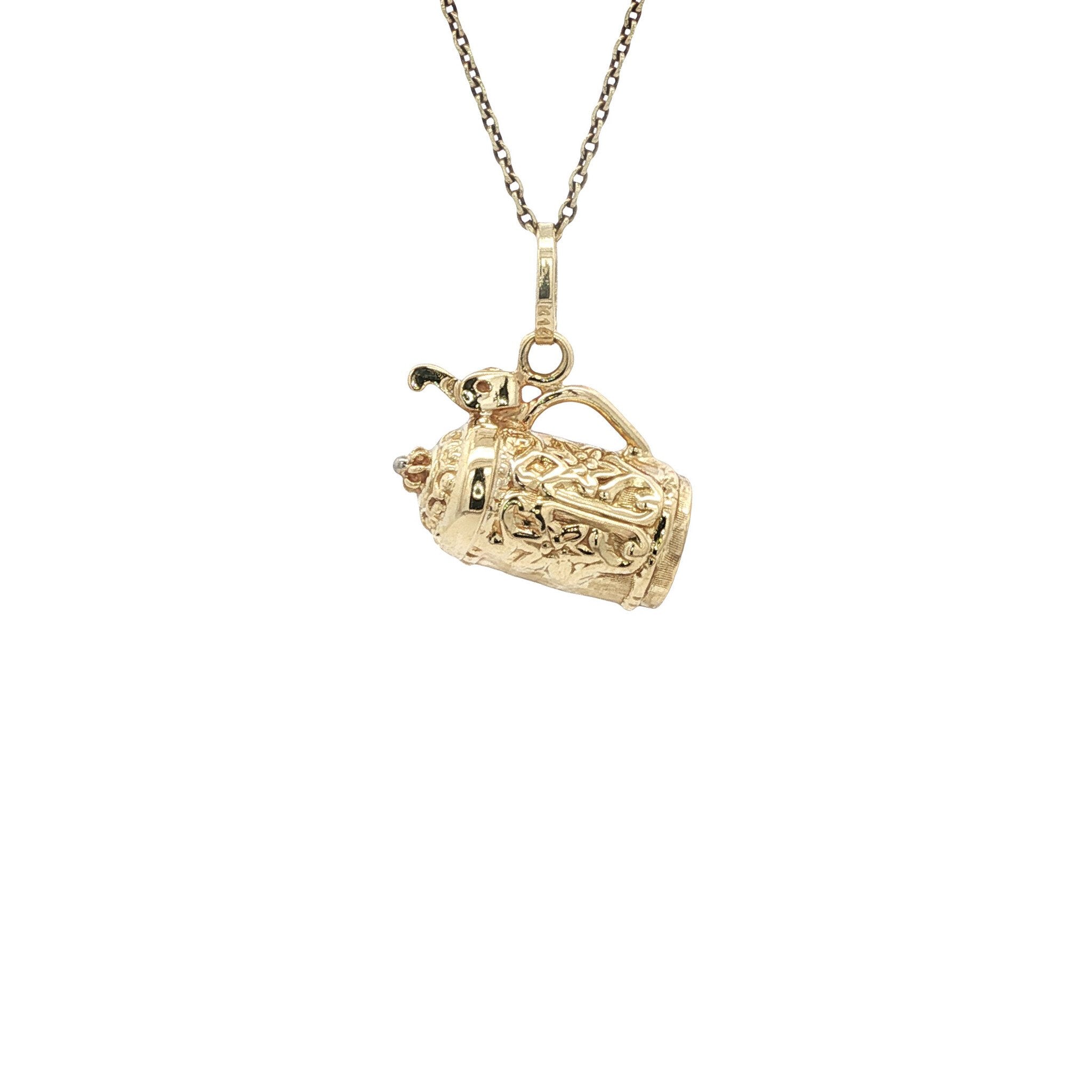 Vintage gold Bavarian beer stein pendant 14 kt