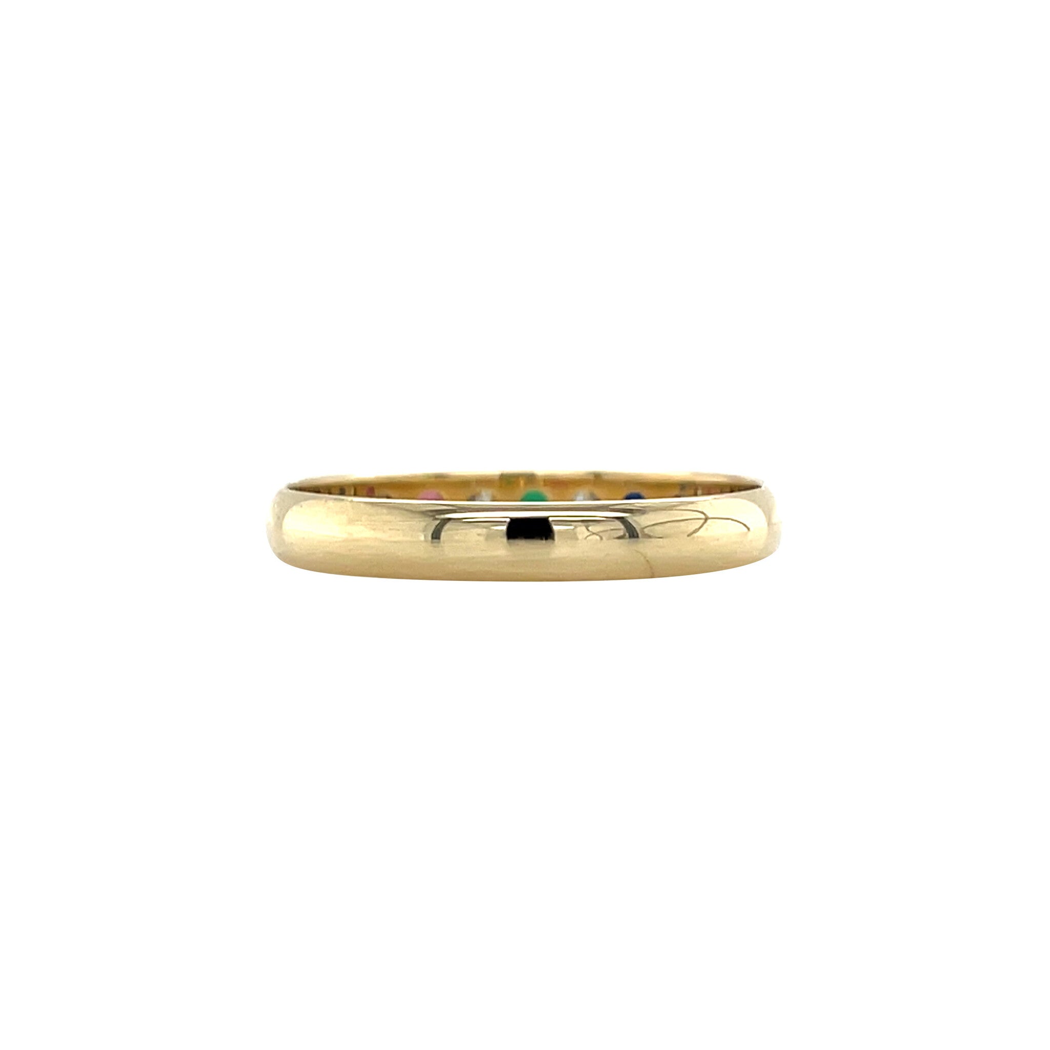 Vintage gold multi-stone ring with ruby, sapphire, agate and zirconia, 14 kt