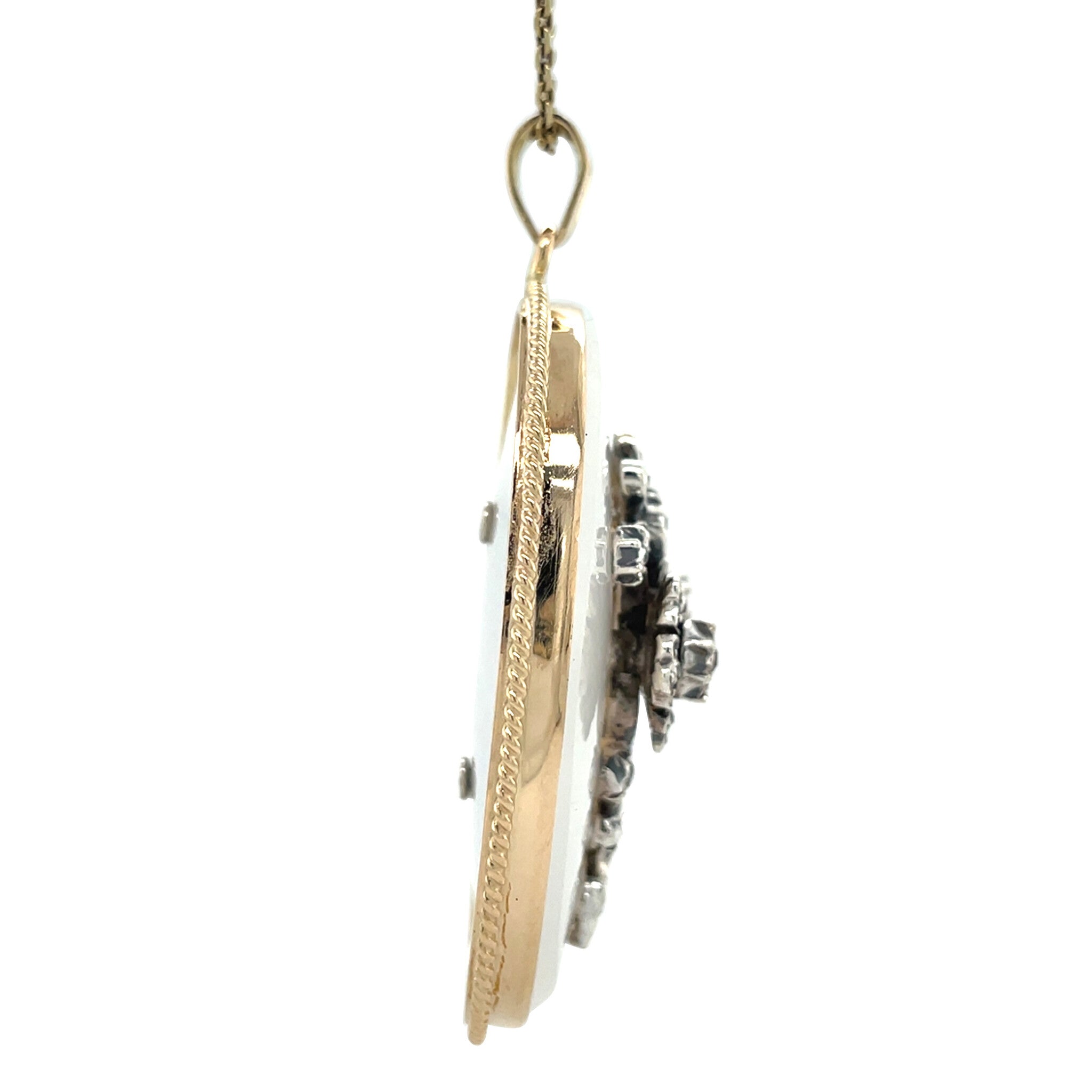 Gouden vintage hanger met agaat en diamant 14 kt/925