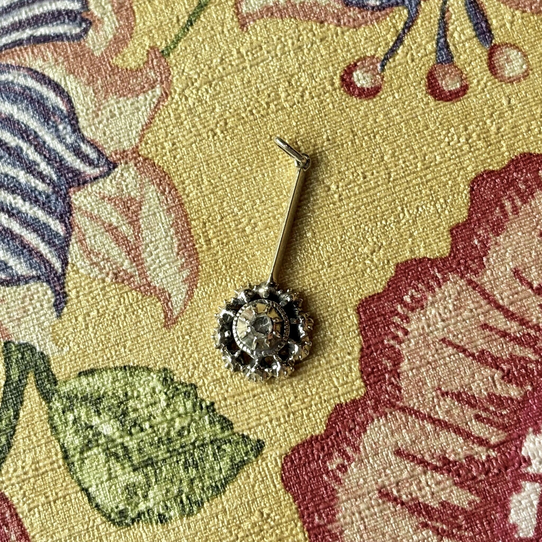 Vintage sterling silver pendant with rose-cut diamond 925