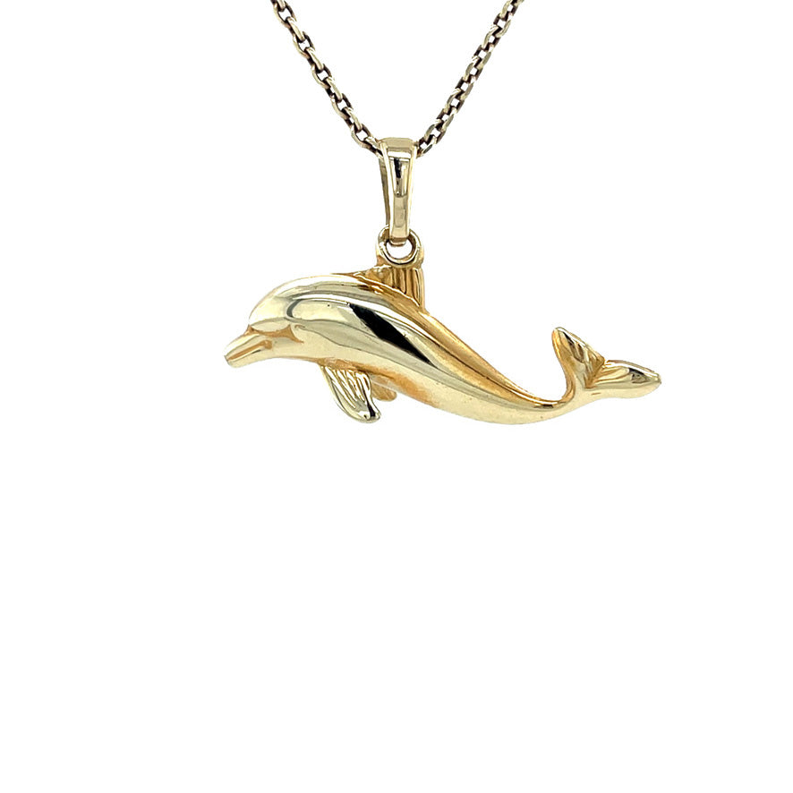 Gold dolphin pendant 14 kt