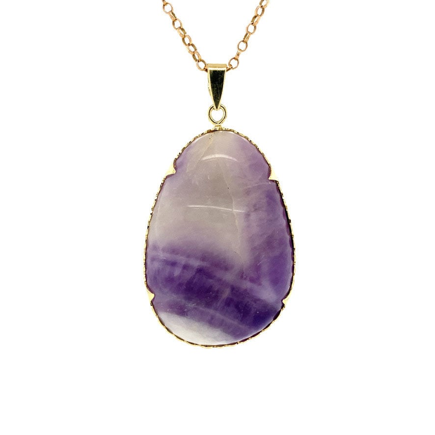 Gouden hanger met amethist kwarts 14 krt