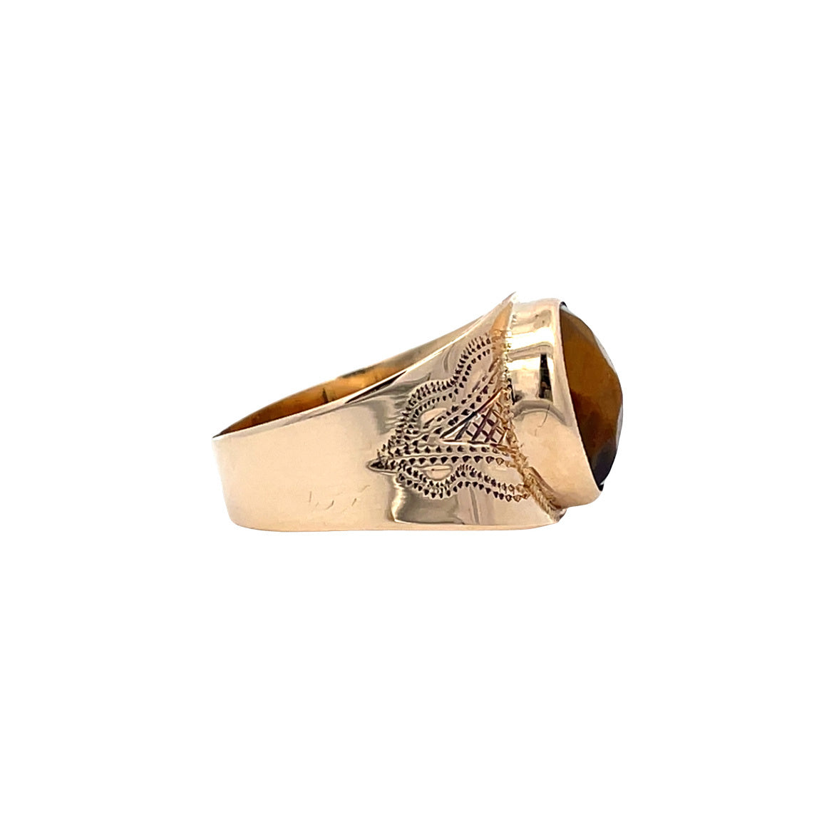 14 kt vintage gold ring with tiger's eye