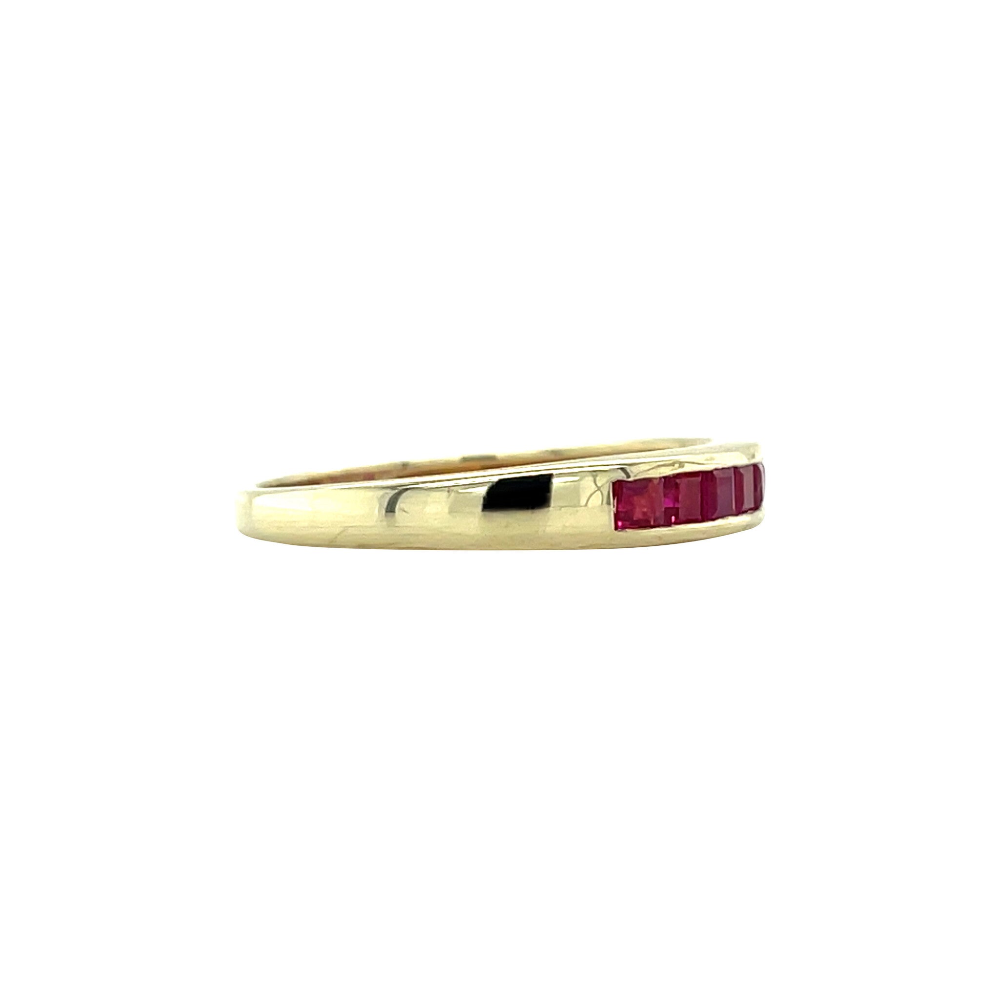 Gouden vintage rijring met robijn 14 kt