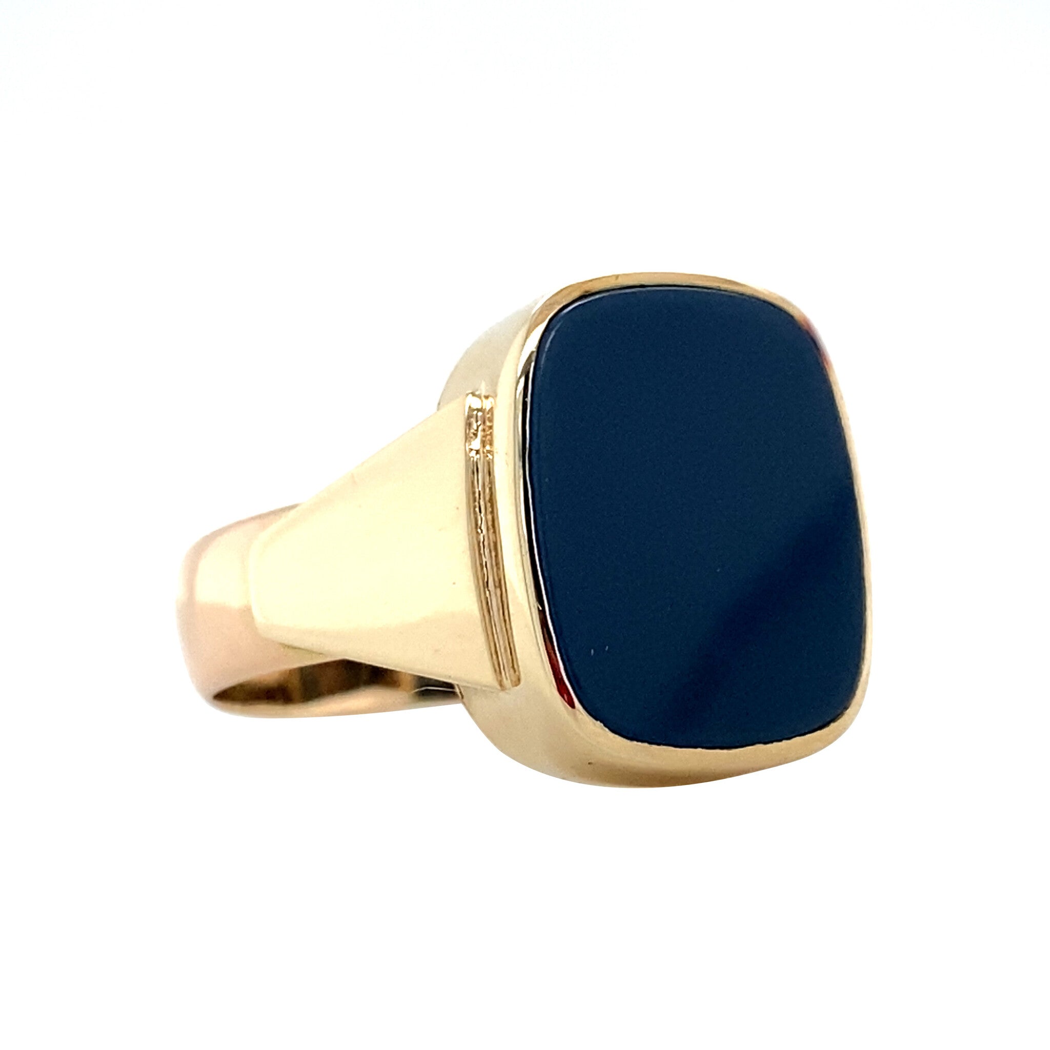 Vintage gold ring with blue low-set stone, 14 kt