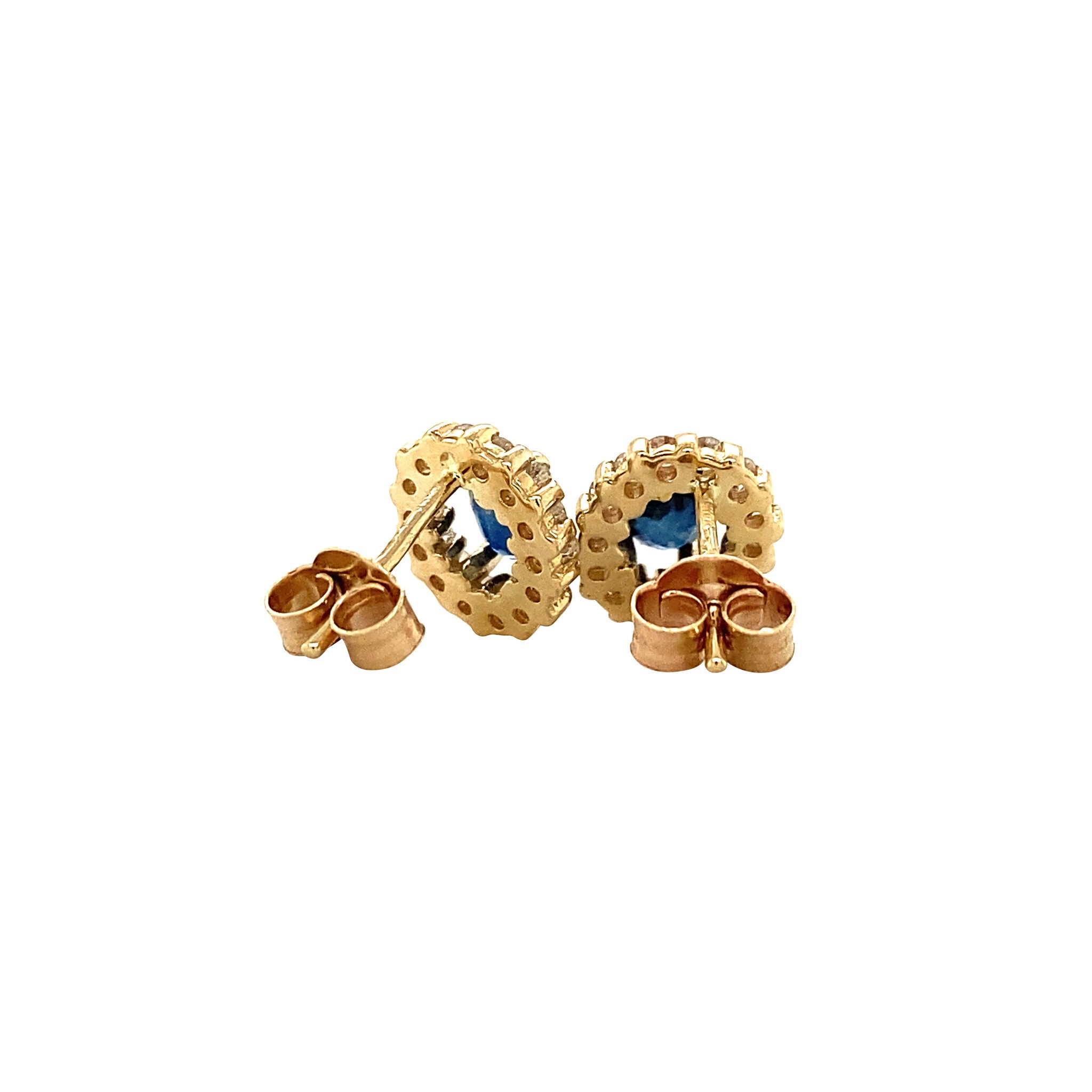 Entourage ear studs with natural sapphire and diamond 12 krt