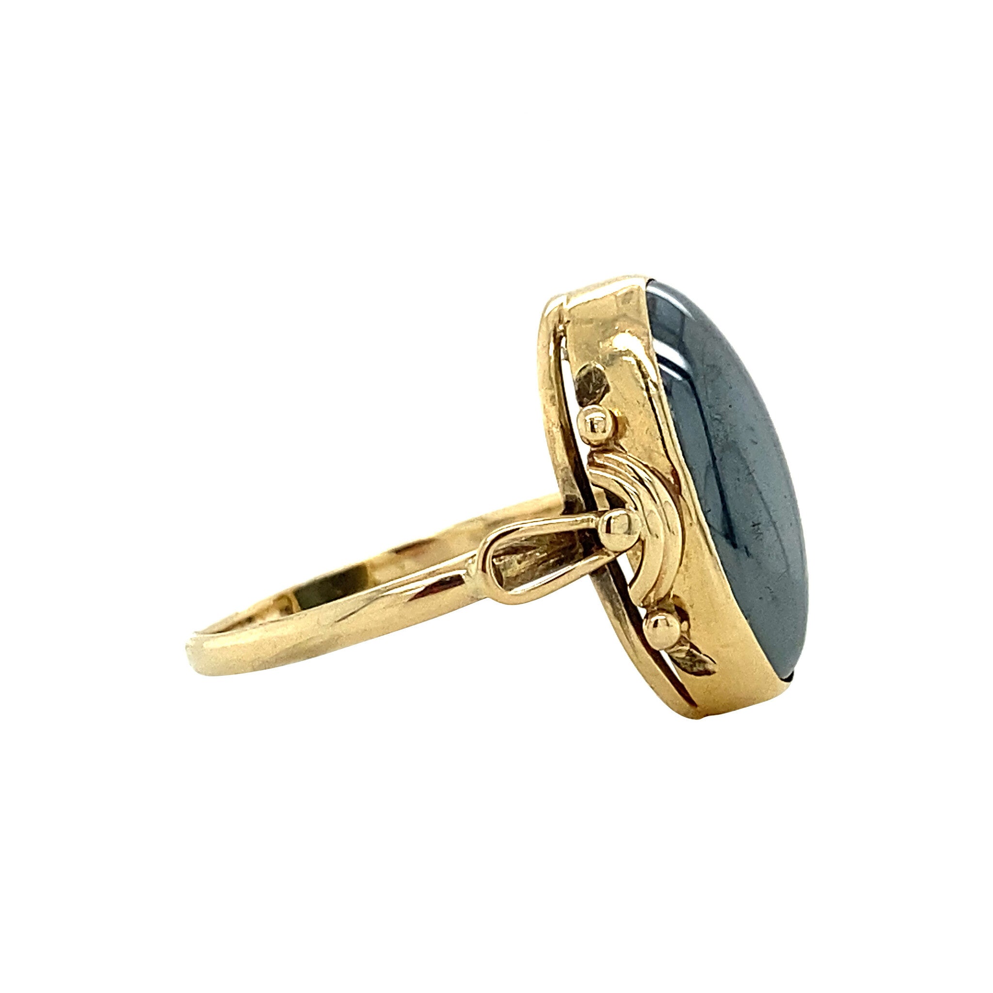 Golden ring with hematite 14 kt