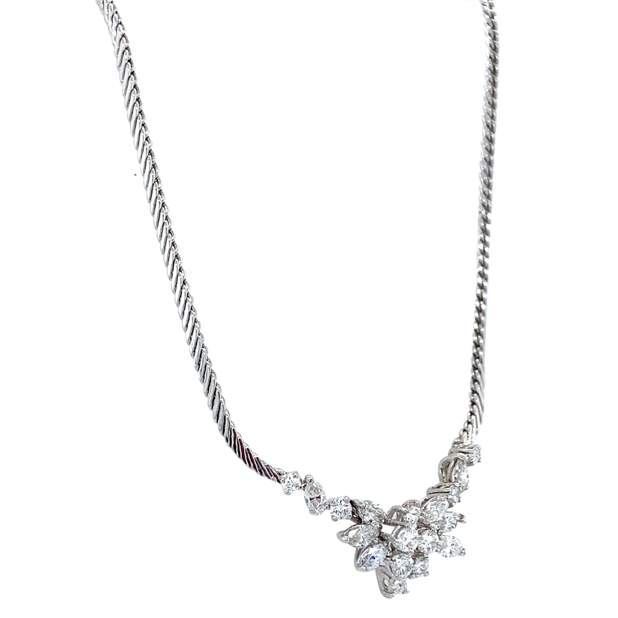 White gold vintage necklace with diamond 14 kt