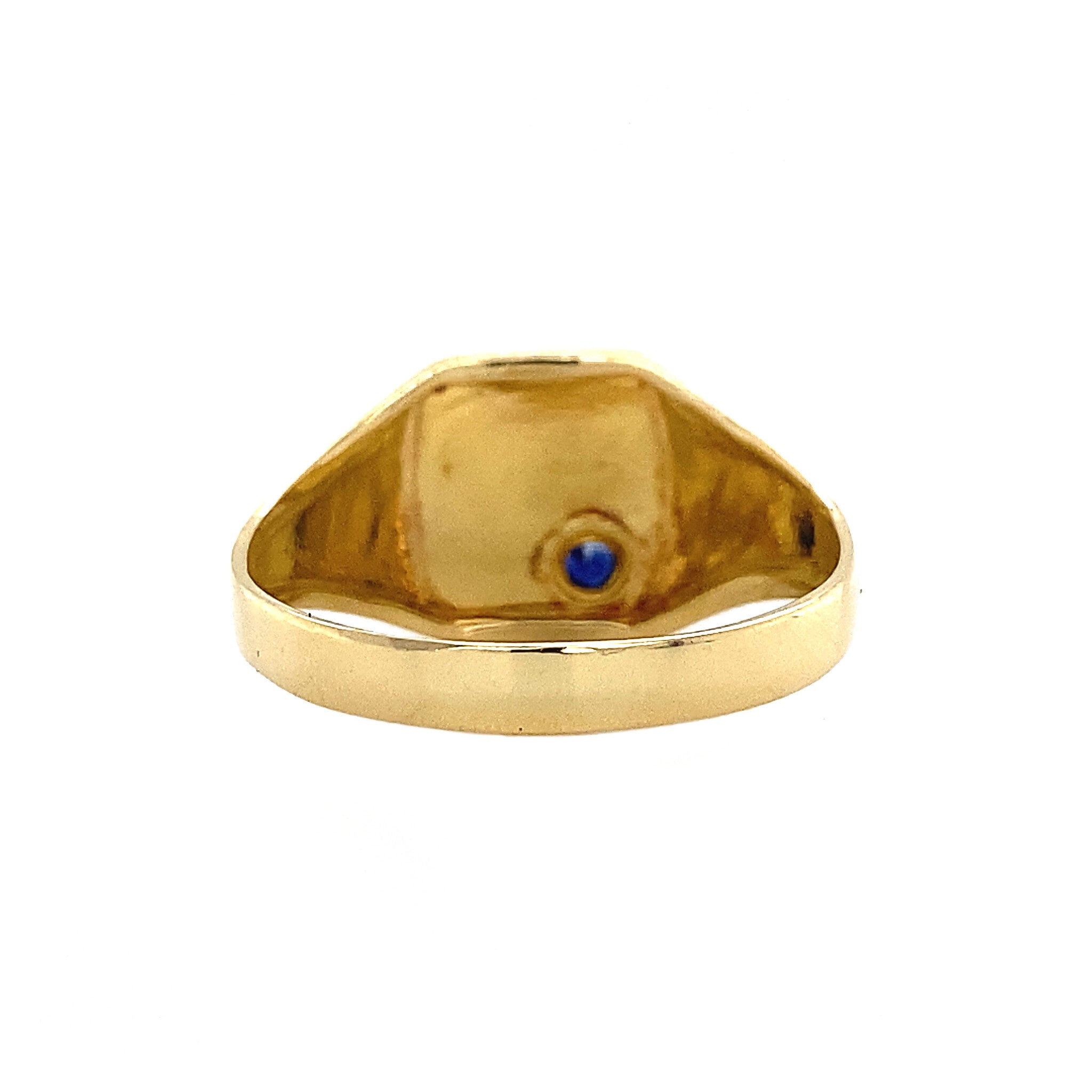 Gouden zegelring met saffier 18 krt