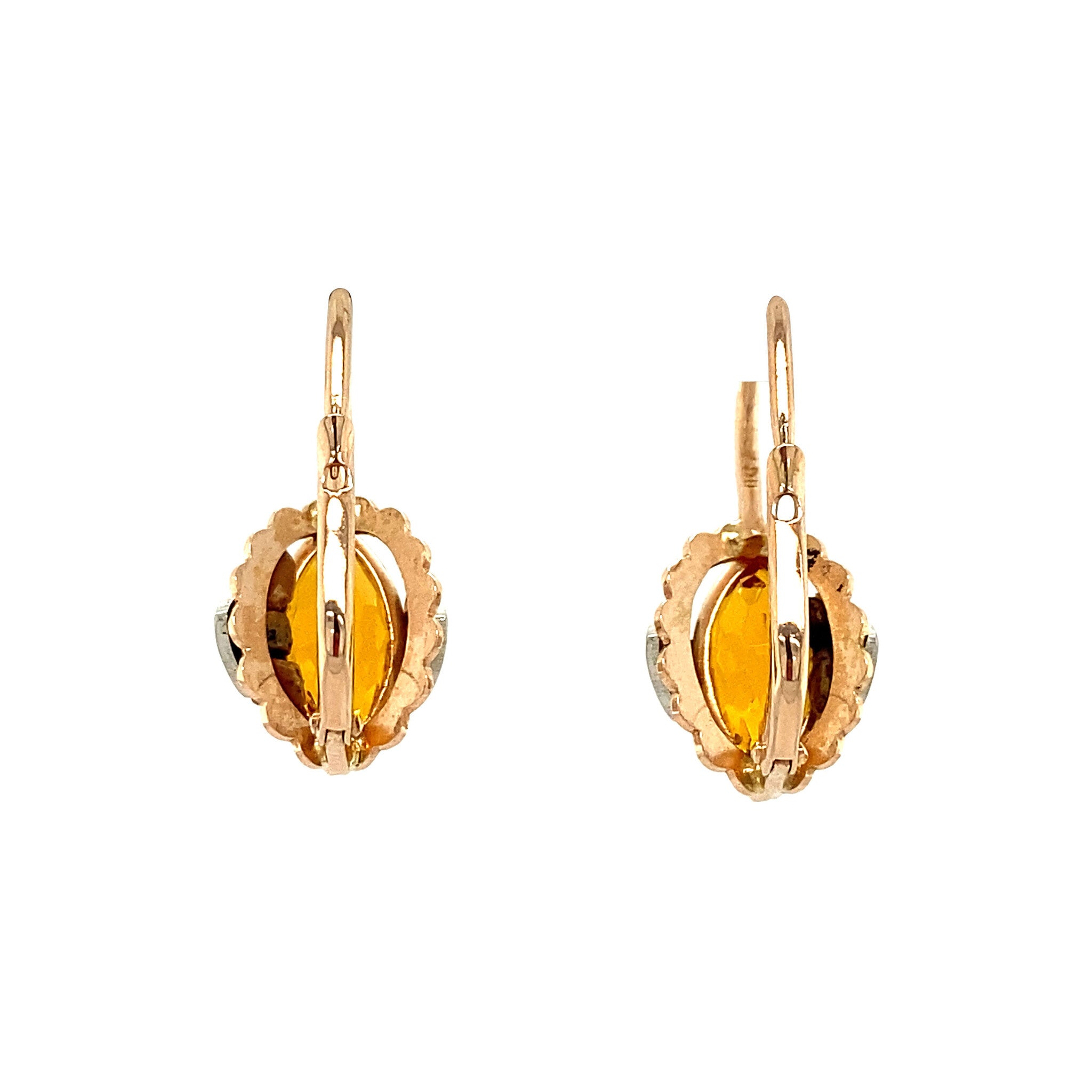 14 kt gold earrings with yellow topaz