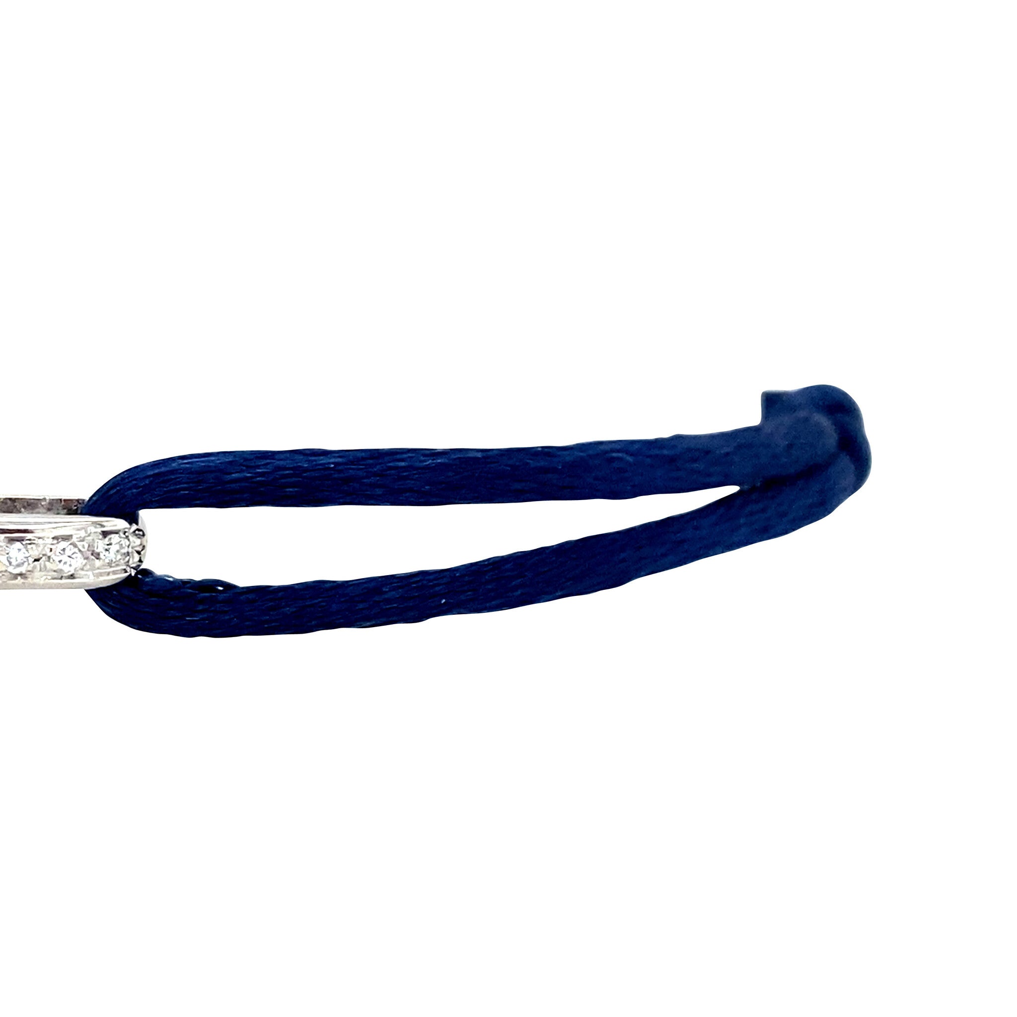 Satijnen armband met witgouden schakel met diamant 14 krt