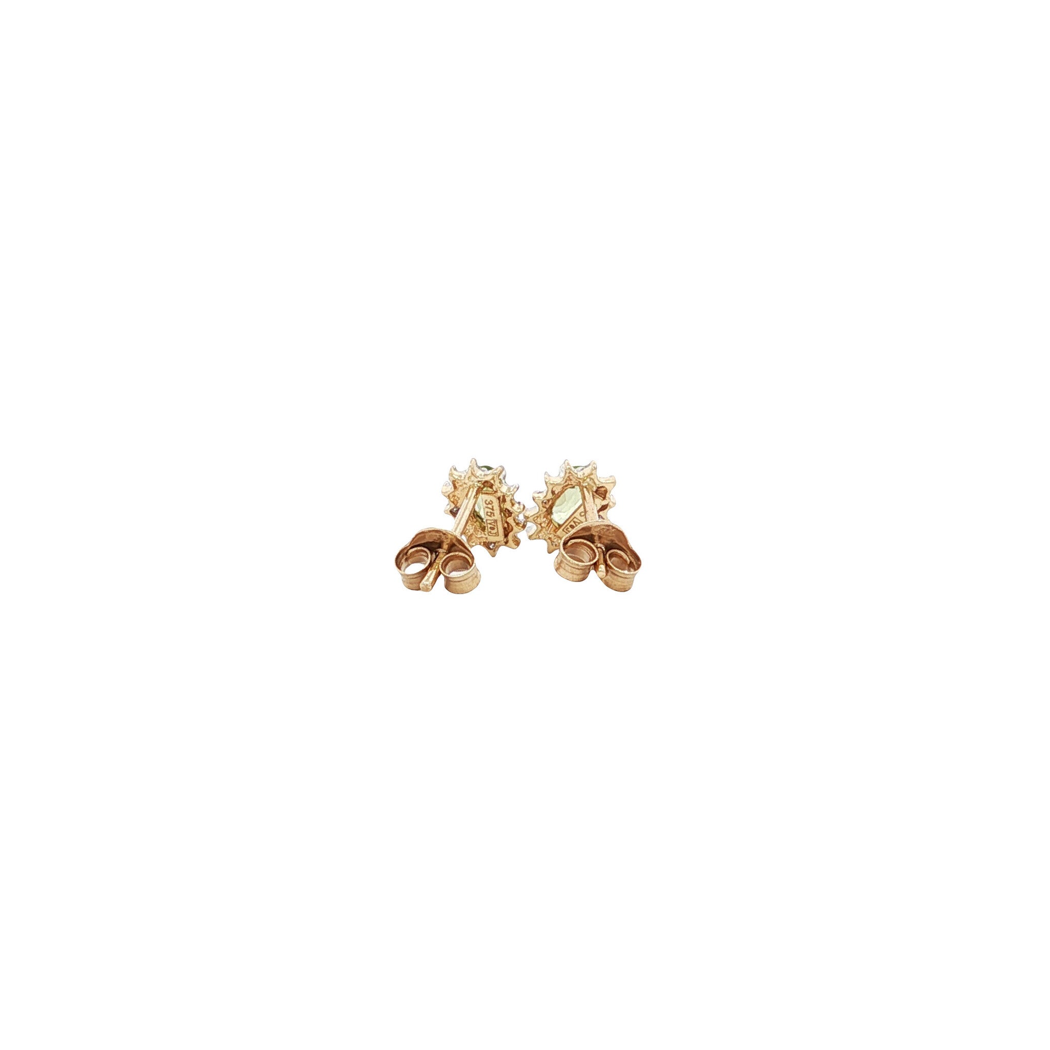 Oorbellen met peridoot en diamant 9 kt