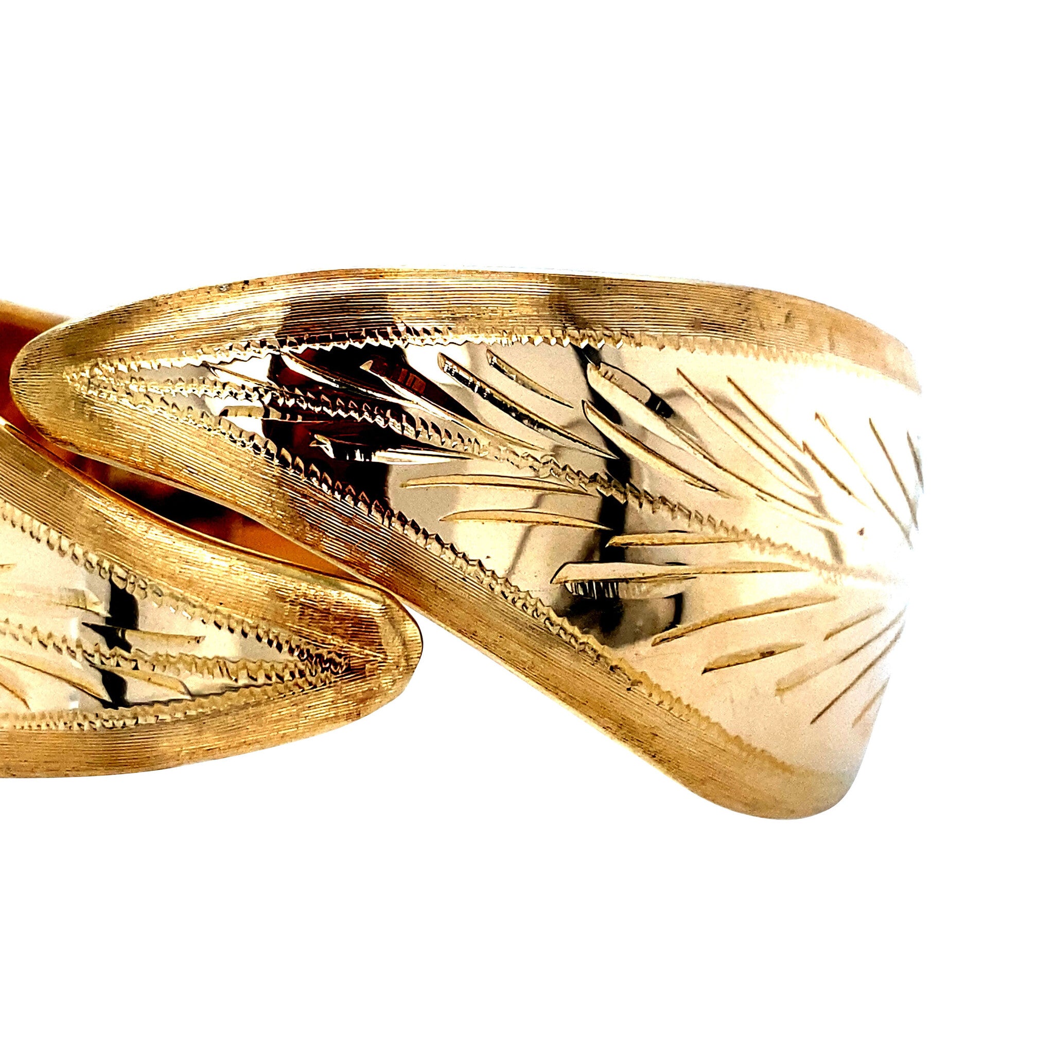 Vintage ouden bangle met gravure 18 krt