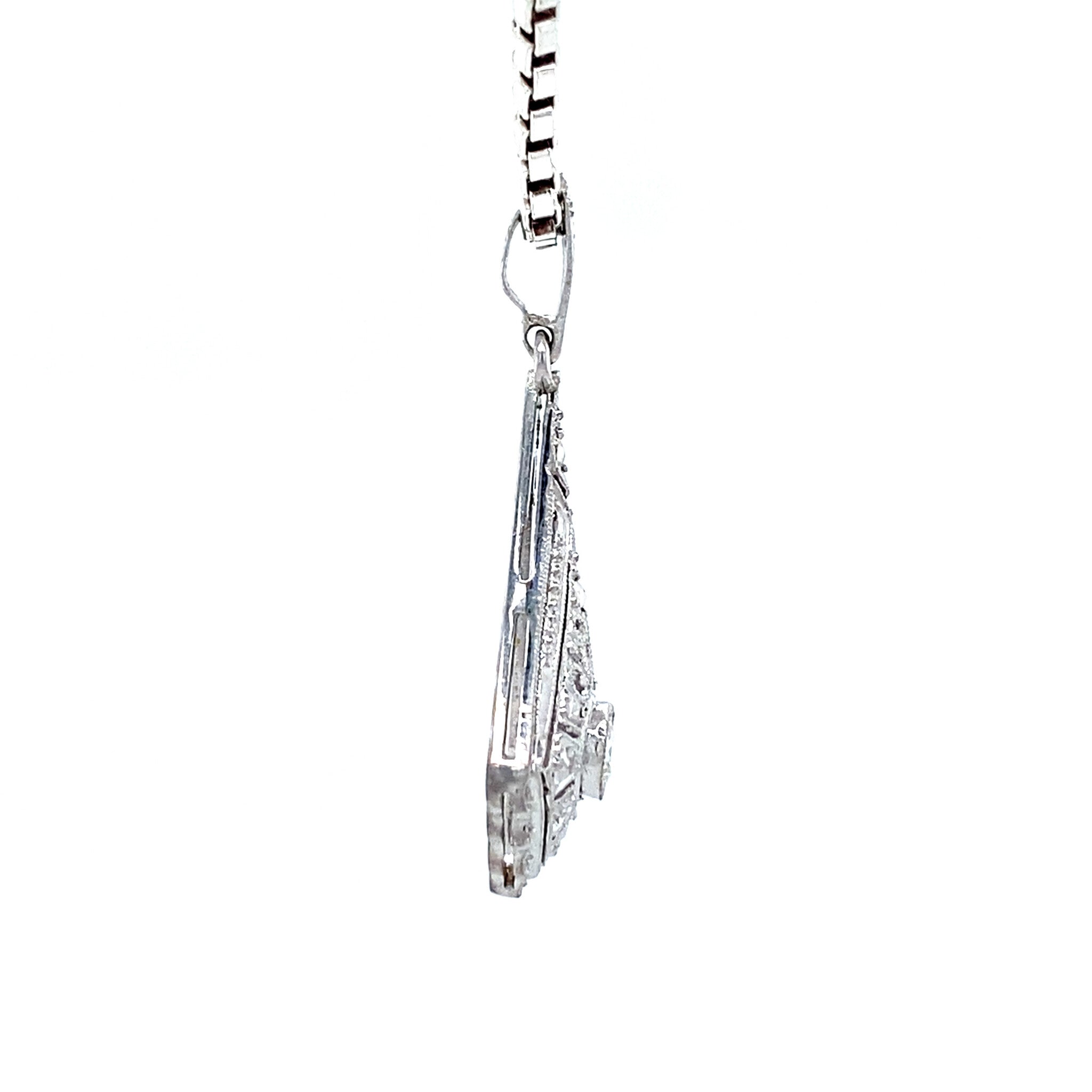Vintage white gold pendant with diamond, 14 kt
