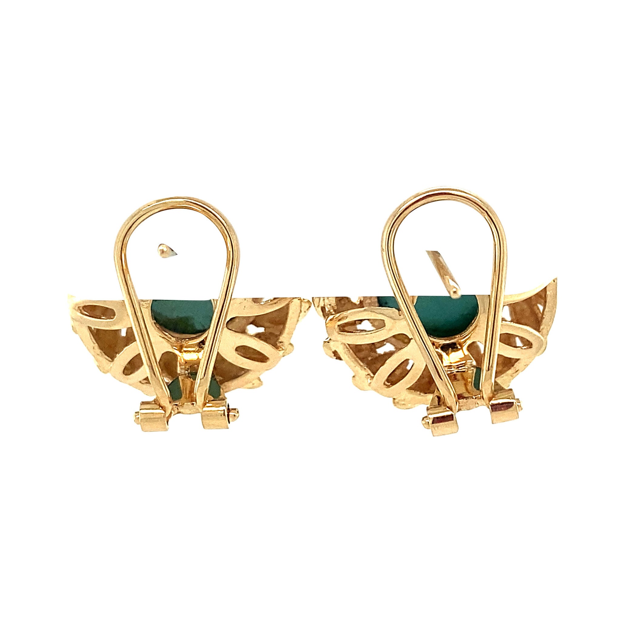 Gouden oorclips met turkoois 14 krt