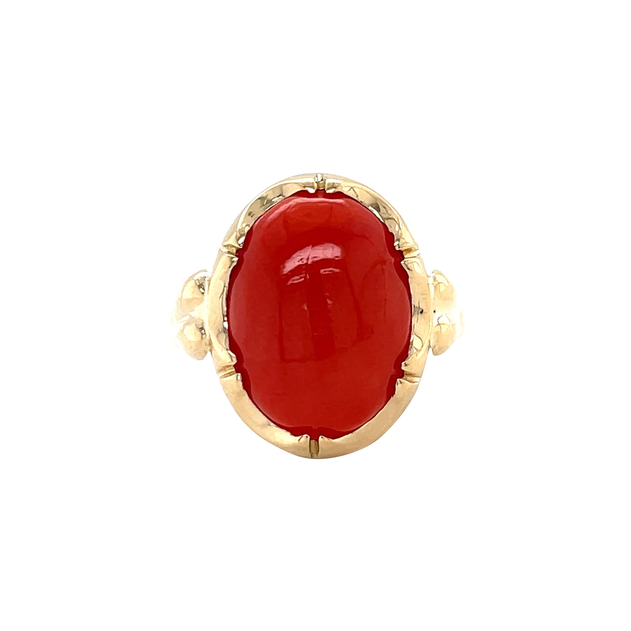 Gold vintage ring with blood coral 14 kt