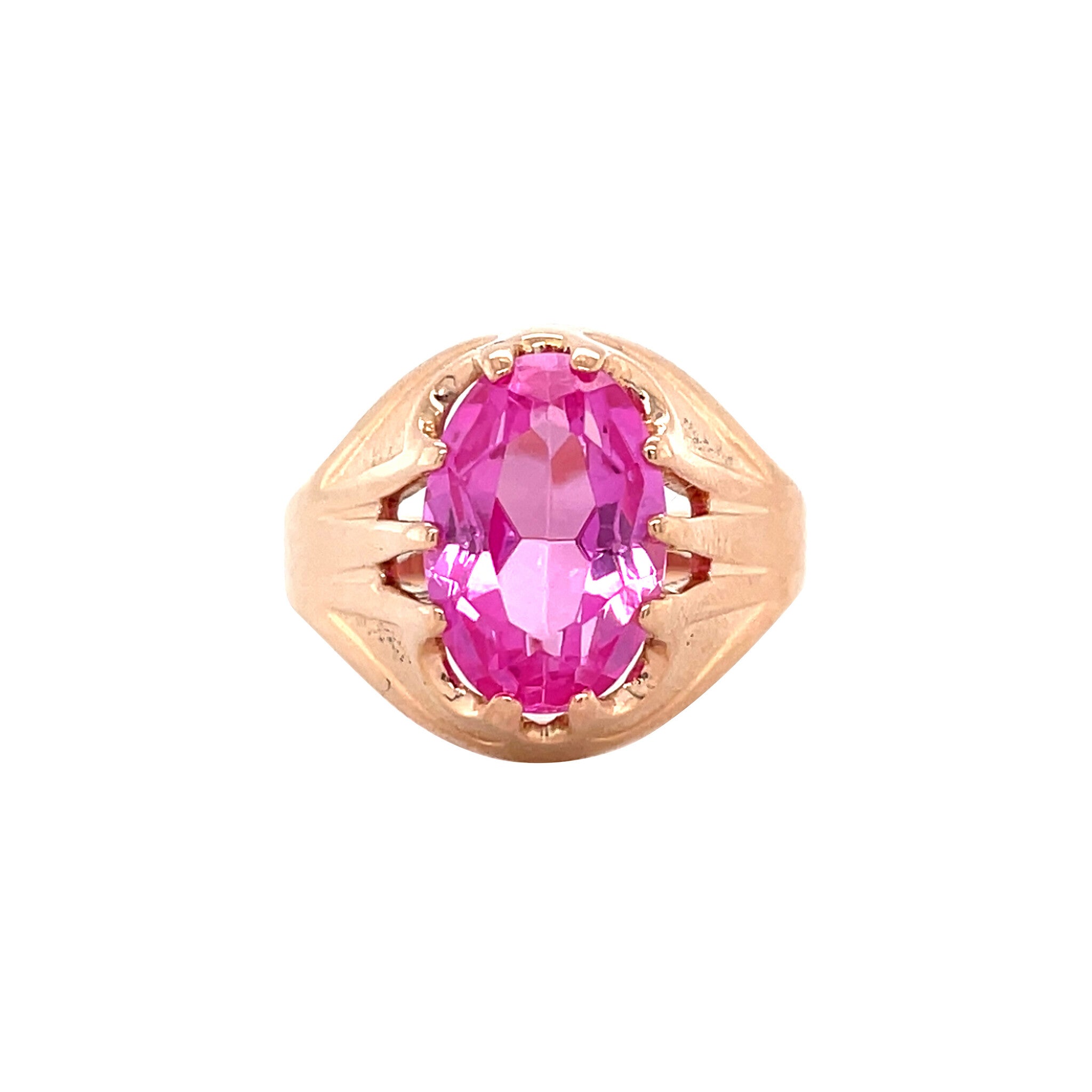 Rose-gold vintage ring with sapphire 14 kt