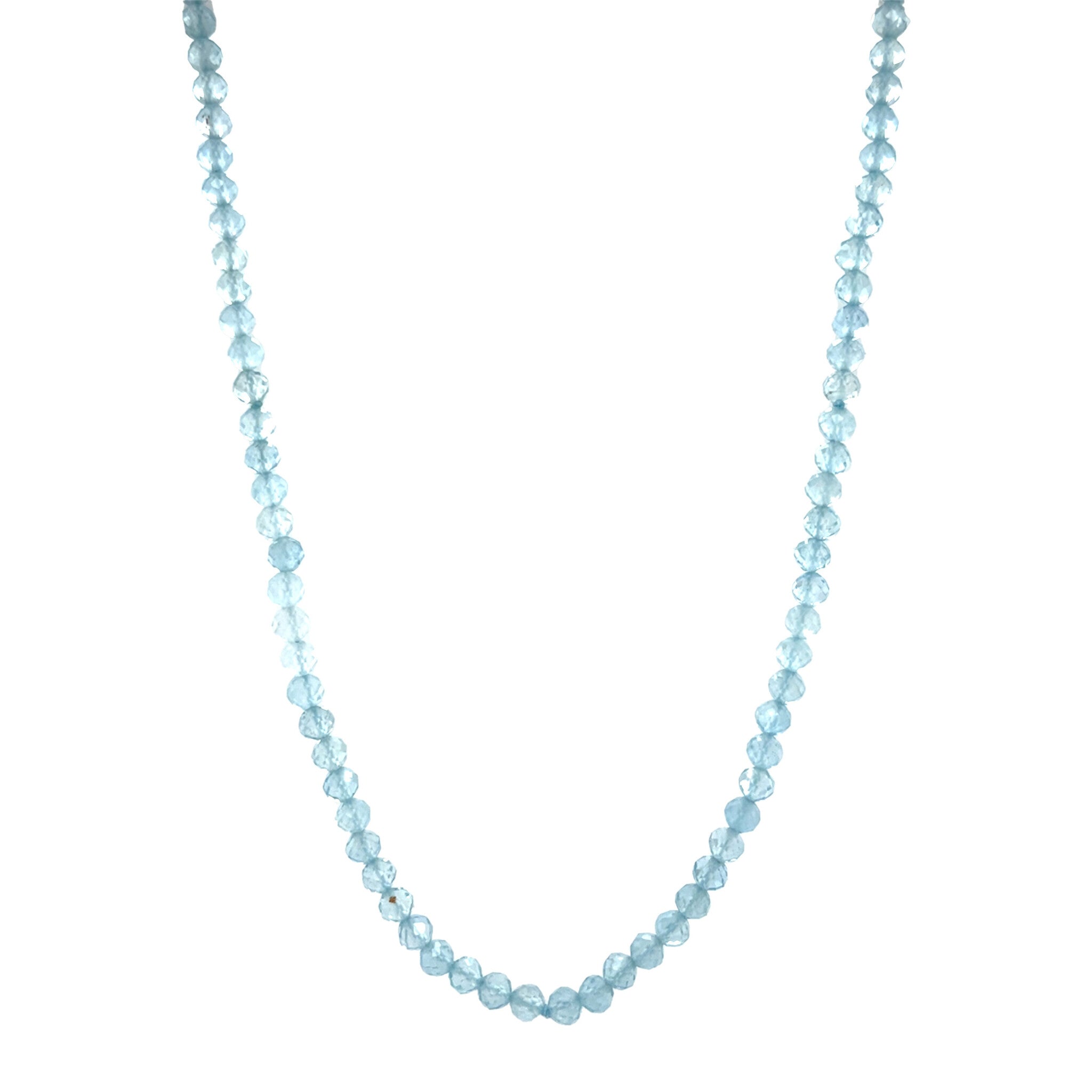 Vintage aquamarijn collier met gouden sluiting 14 kt