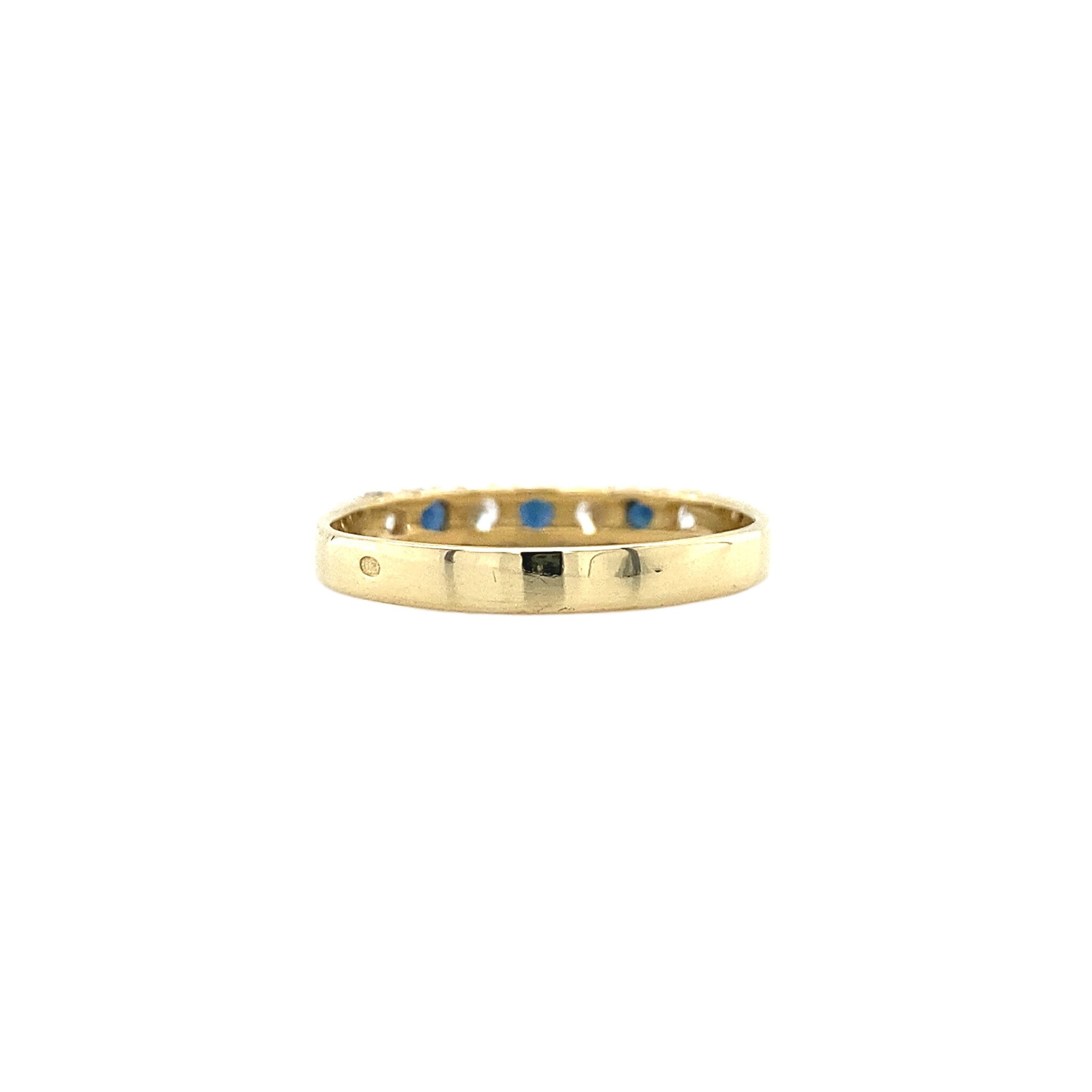 Gouden rijring met saffier en diamant 14 krt