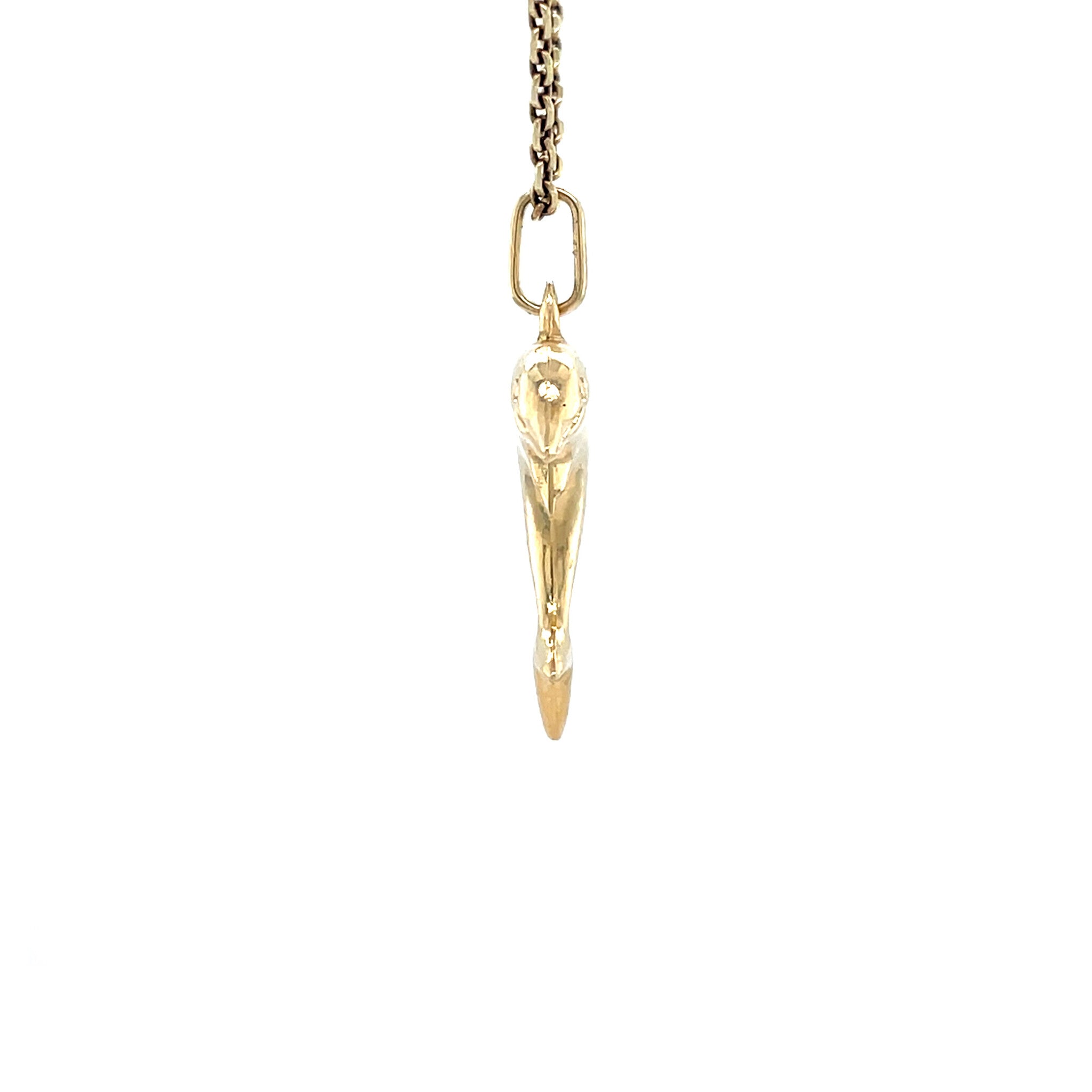 Gouden vintage dolfijn hanger 14 krt