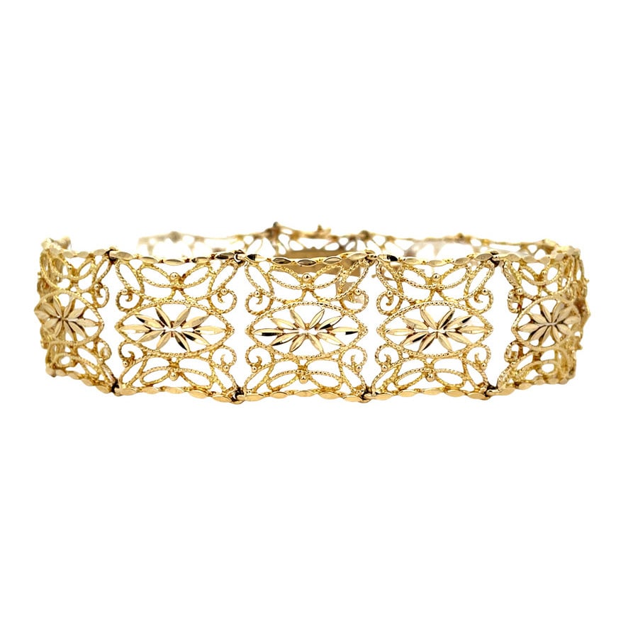 Gouden vintage fantasie armband 14 kt