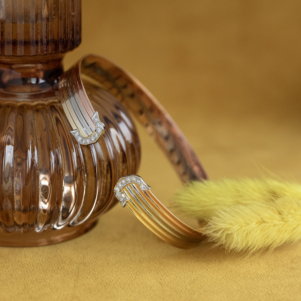 Gouden vintage bangle met diamant 14 krt