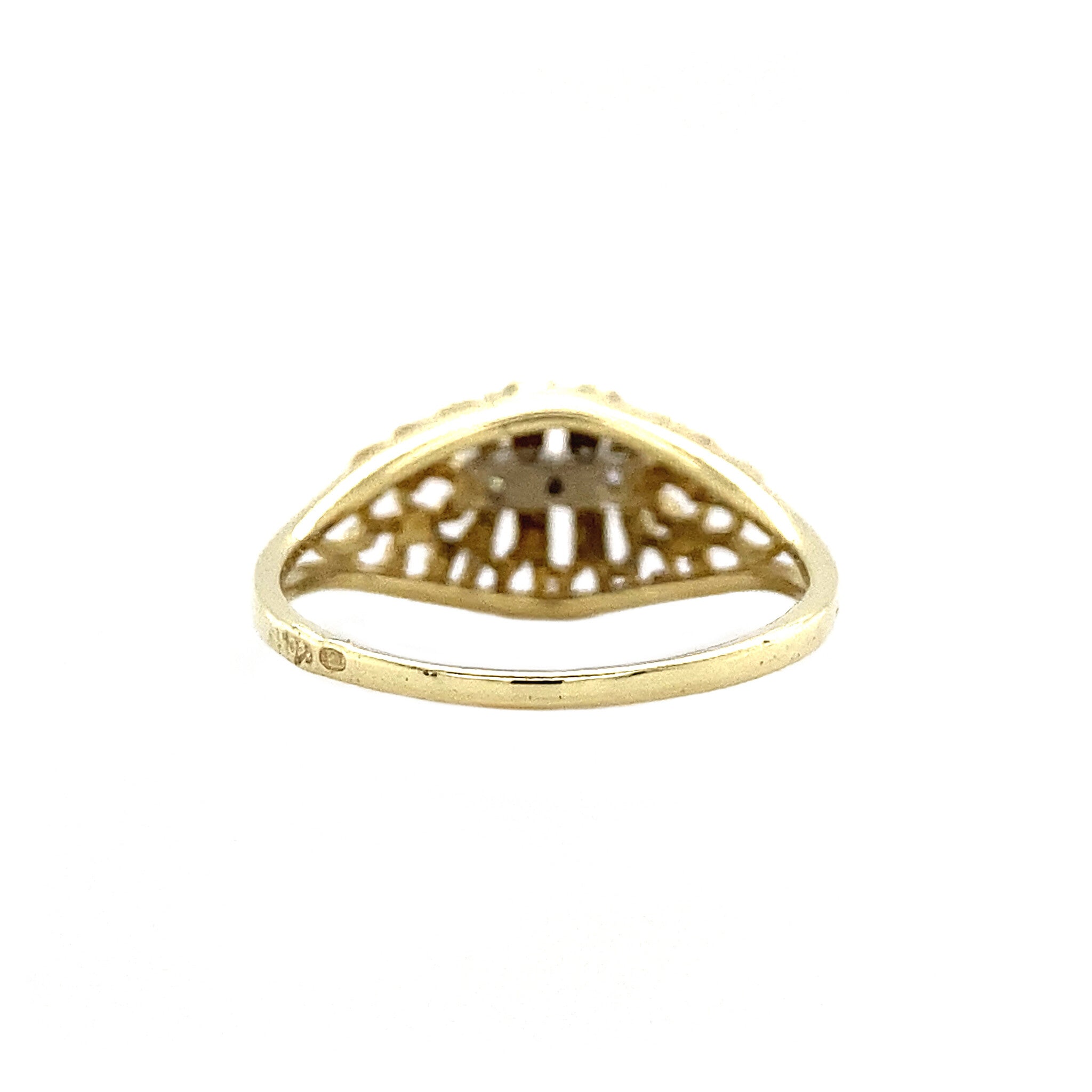 Gouden trigolie ring met diamant 14 krt