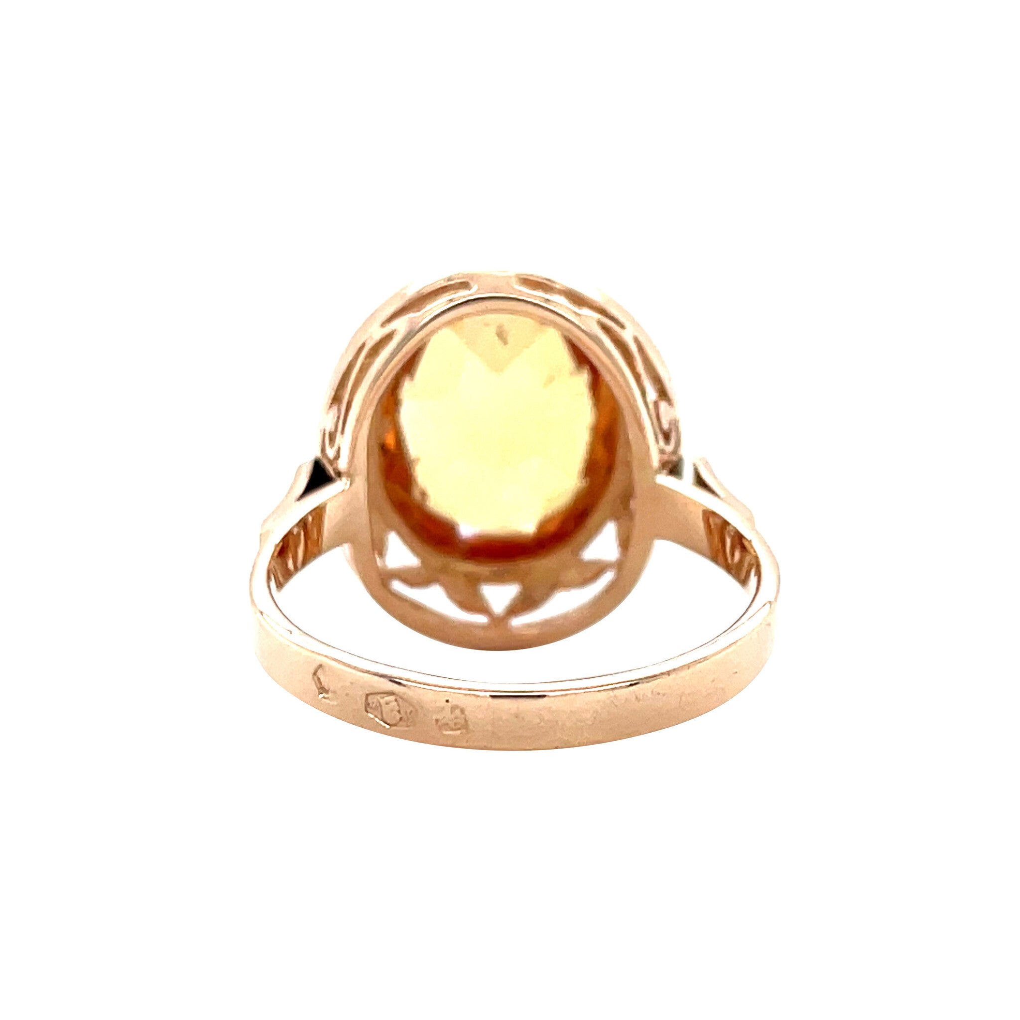 Roségouden vintage ring met saffier 14 krt