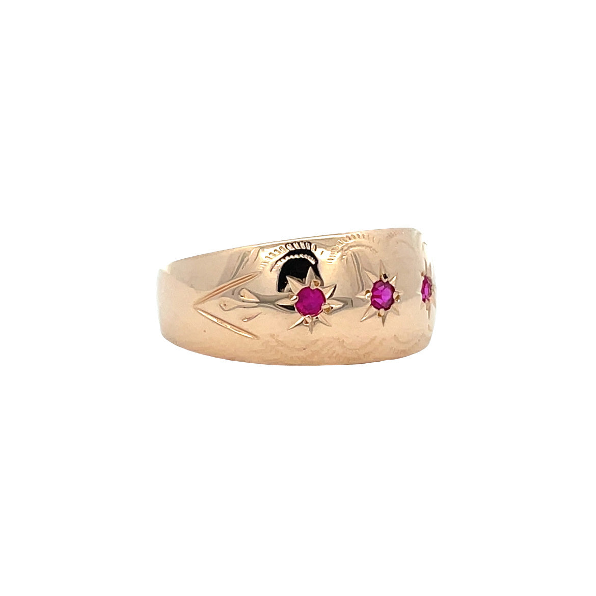 18 kt rose-gold vintage ring with ruby