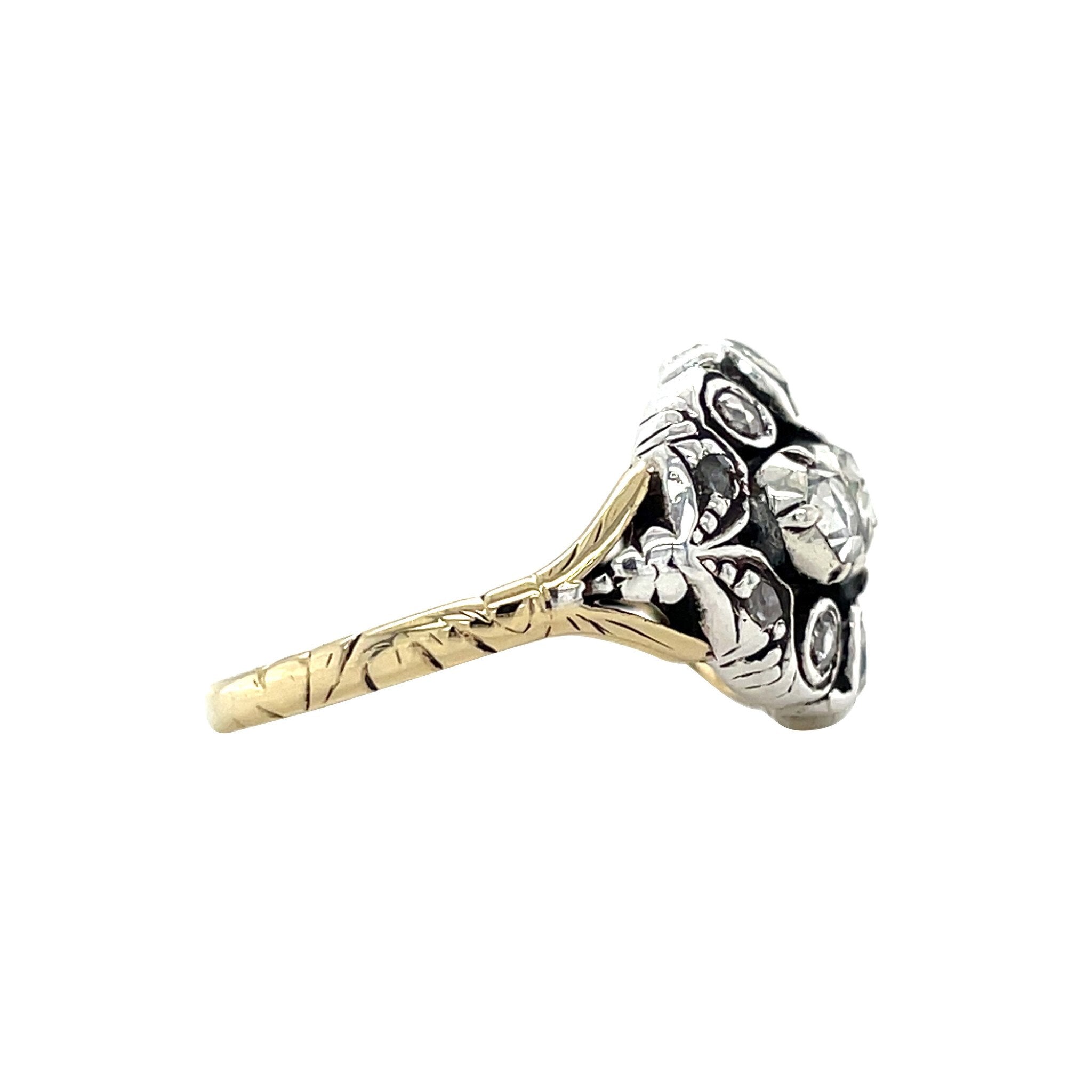 Gouden vintage ring met roosdiamant 14 krt/925