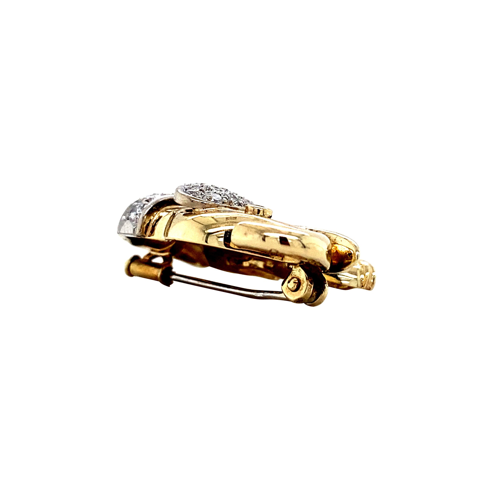 Gouden olifant broche met diamant 14 krt