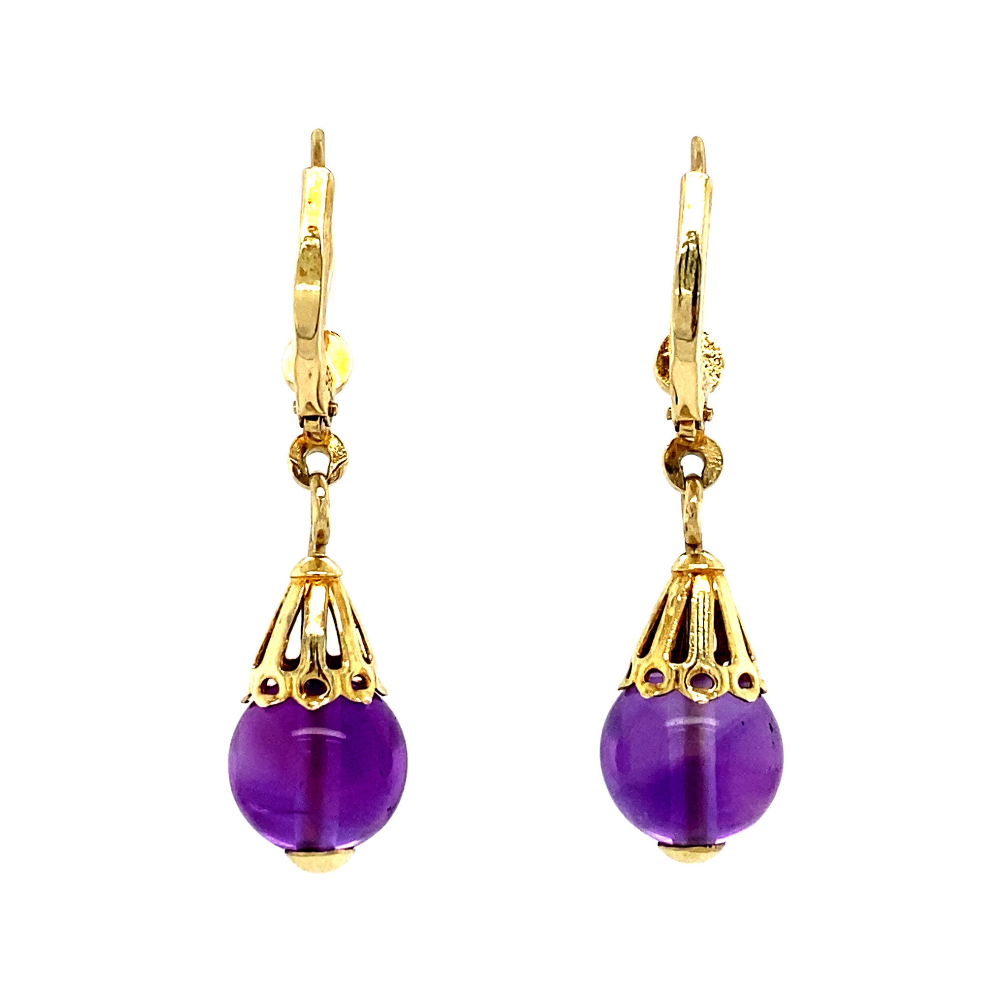 14 kt gold earrings with amethyst